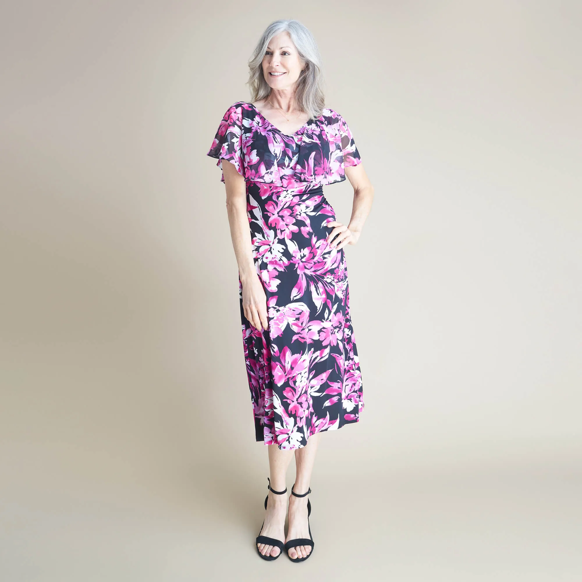 Sunny Magenta Floral Midi Dress sold by connected apparel product image thumbnail 2