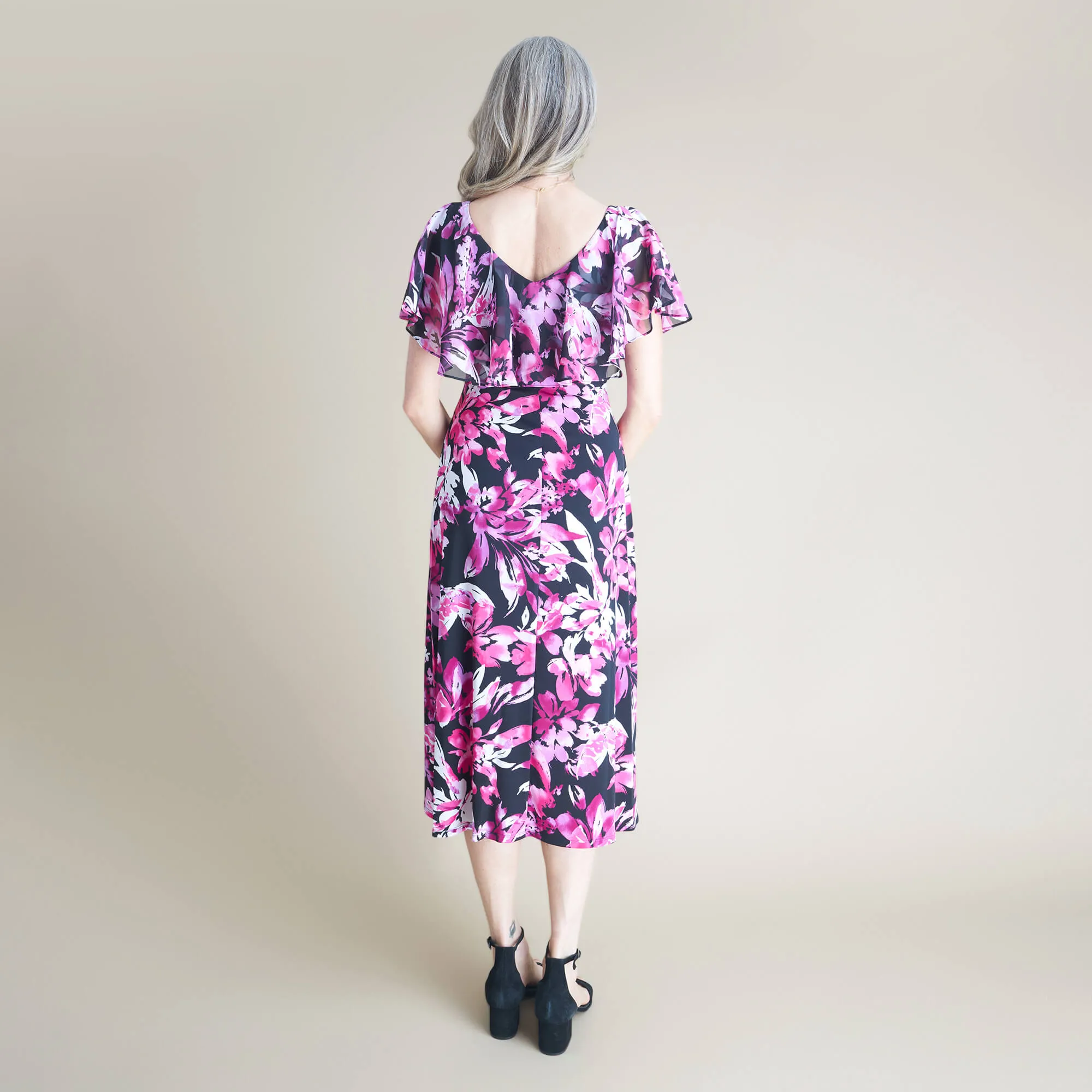 Sunny Magenta Floral Midi Dress sold by connected apparel product image thumbnail 4