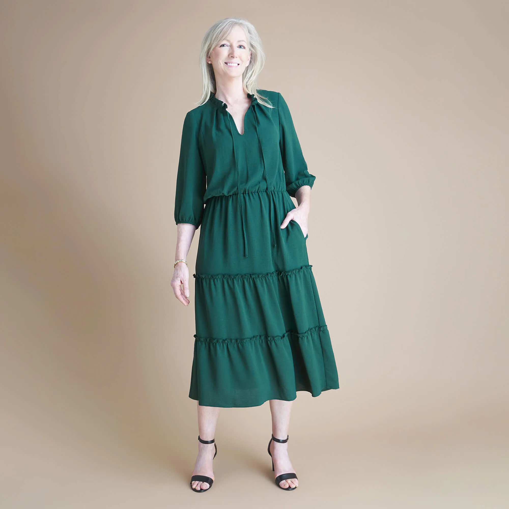Gabriella Hunter Green Mock Neck Dress sold by connected apparel product image thumbnail 4