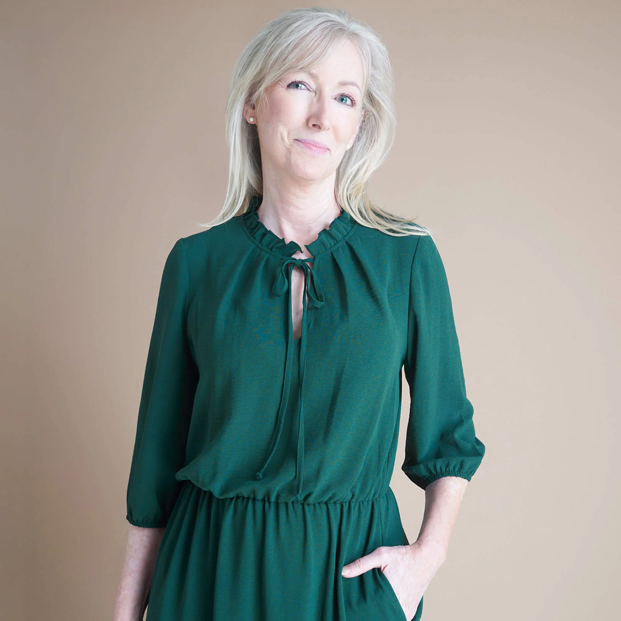 Gabriella Hunter Green Mock Neck Dress sold by connected apparel product image thumbnail 2