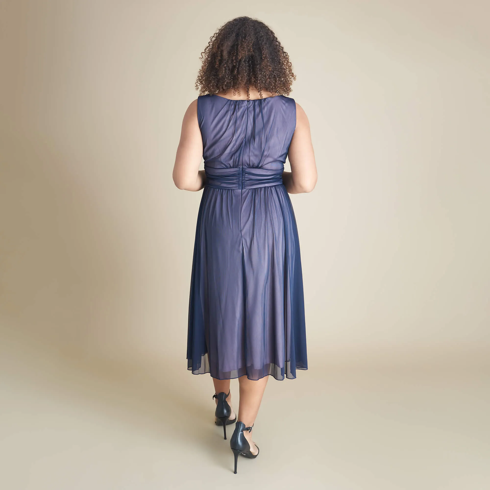 Cora Navy Sleeveless A-Line Midi Dress sold by connected apparel product image thumbnail 5
