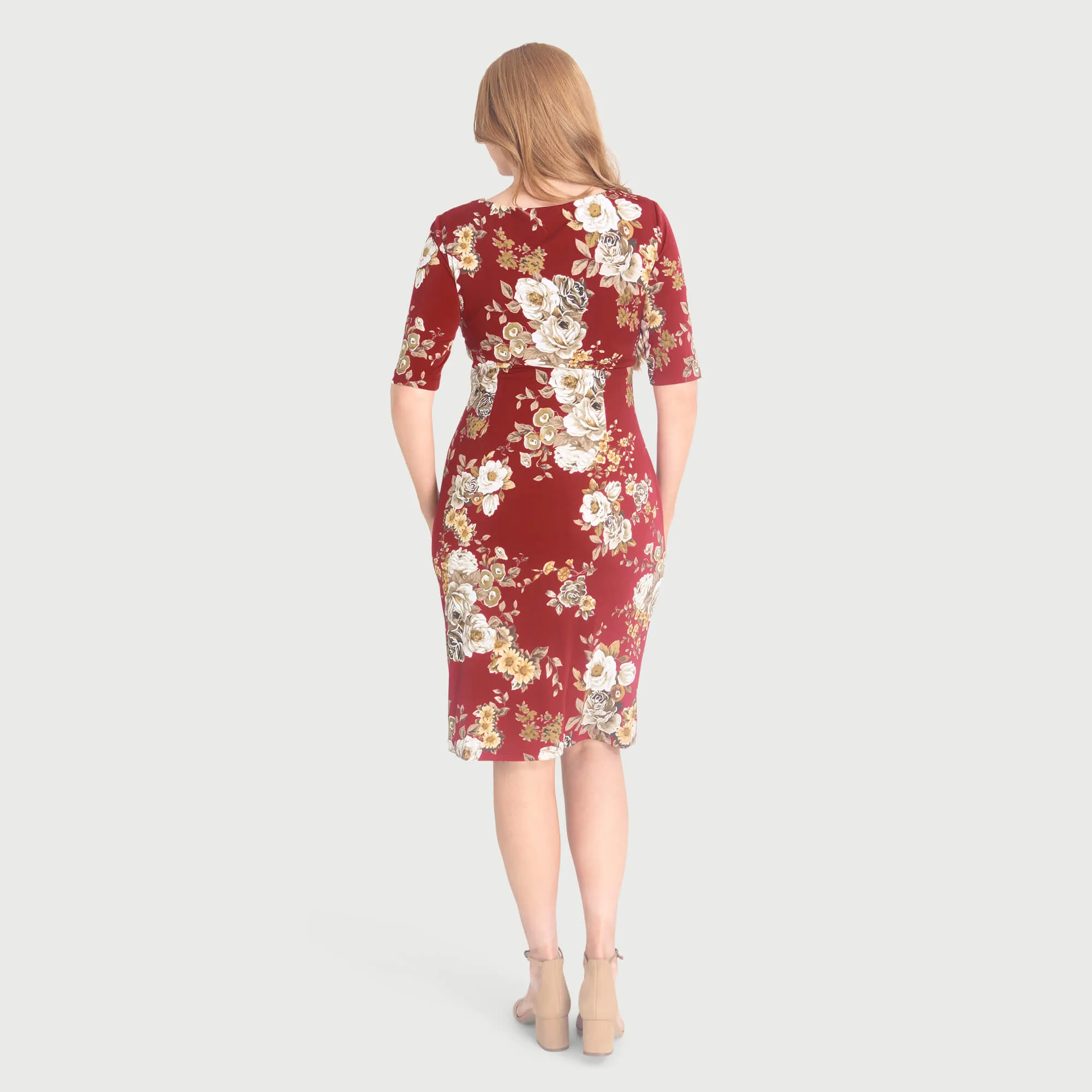 Lisa Crimson Floral Faux Wrap Dress sold by connected apparel product image thumbnail 4
