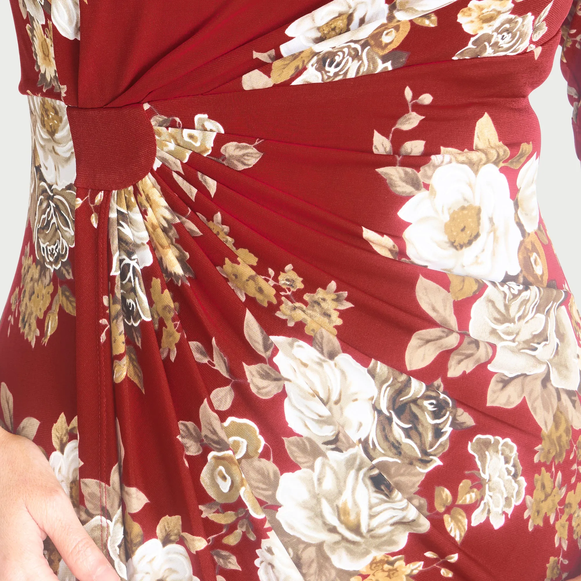 Lisa Crimson Floral Faux Wrap Dress sold by connected apparel product image thumbnail 3