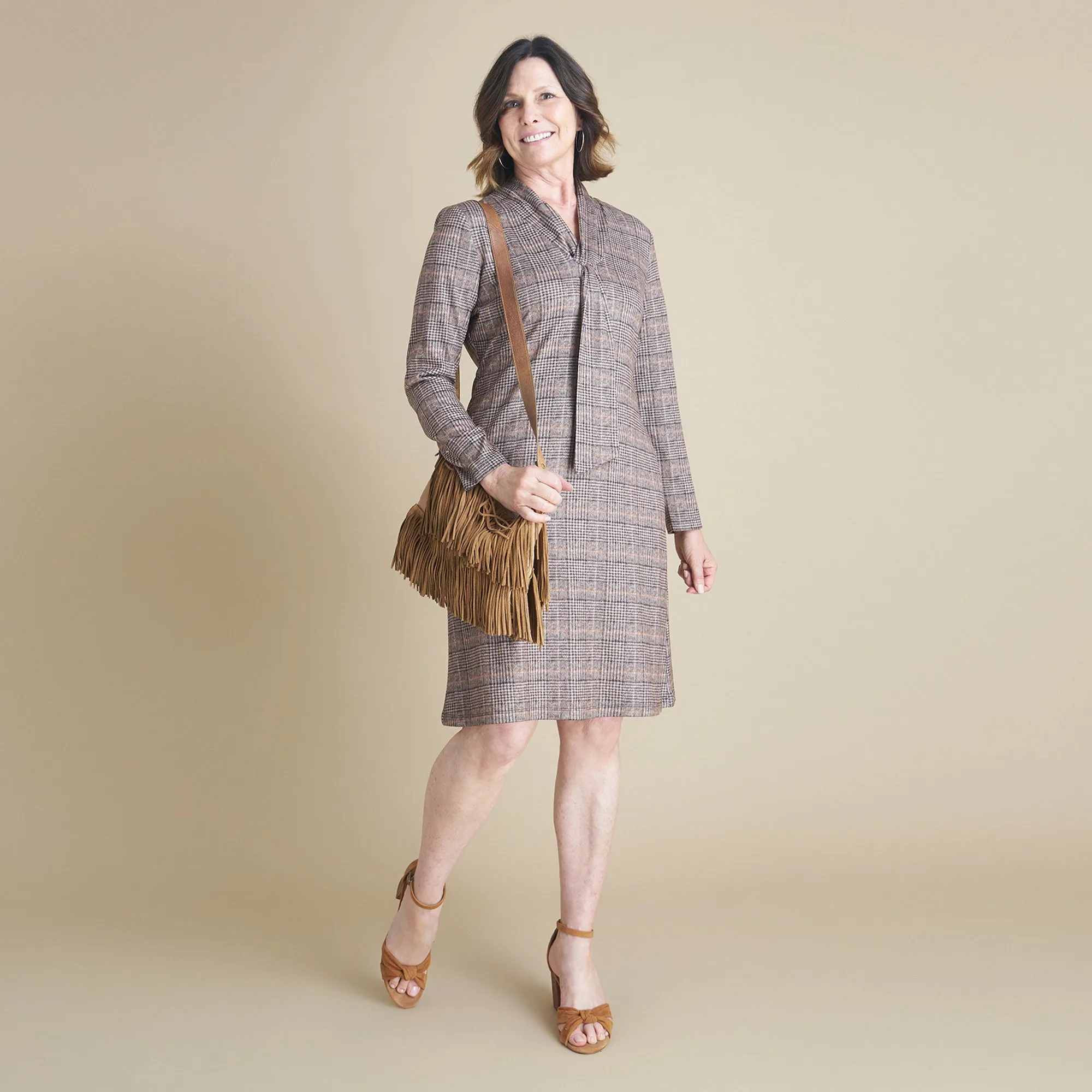 Bethany Brown Plaid Dress sold by connected apparel product image thumbnail 5