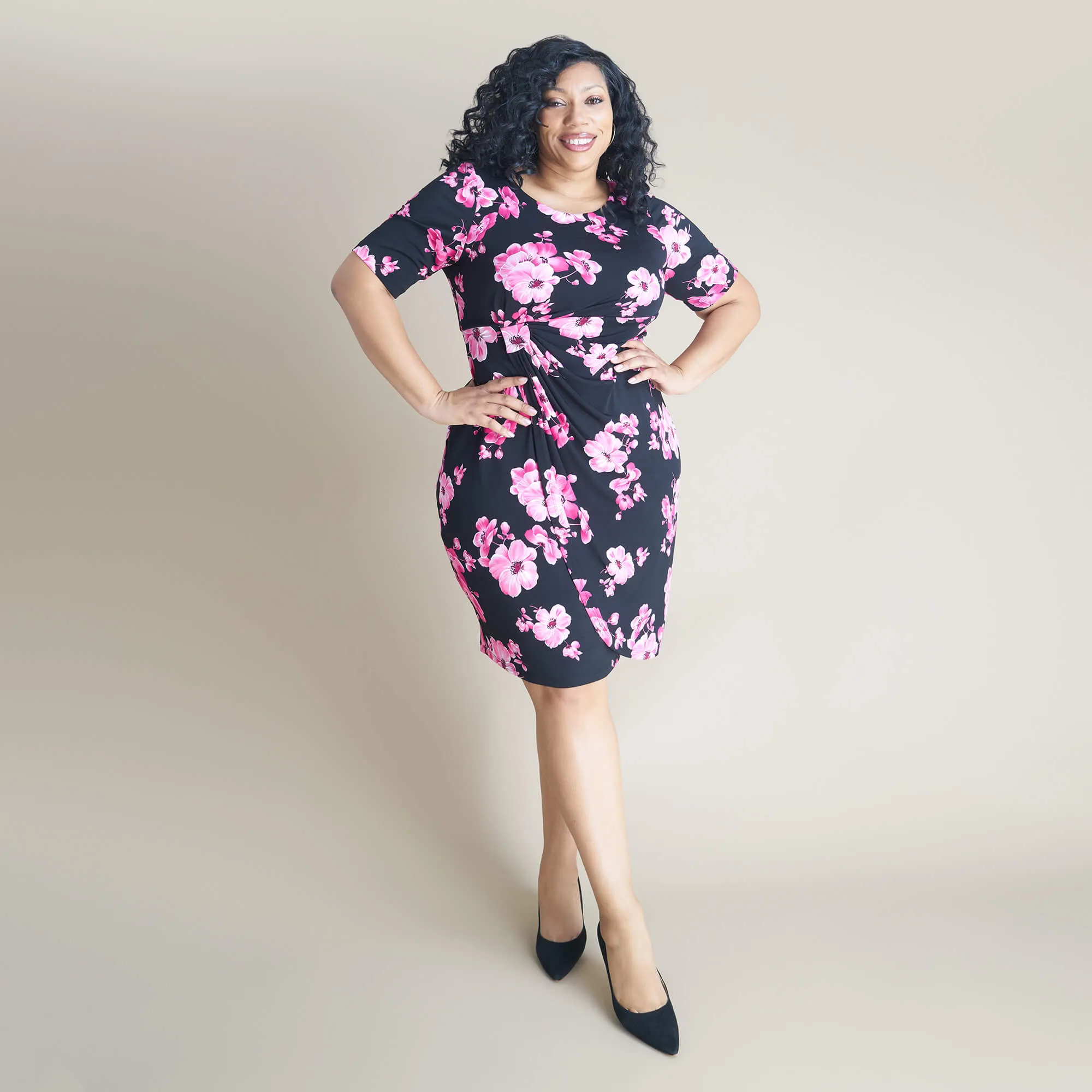 Lisa Fuchsia Faux Wrap Dress sold by connected apparel product image thumbnail 5