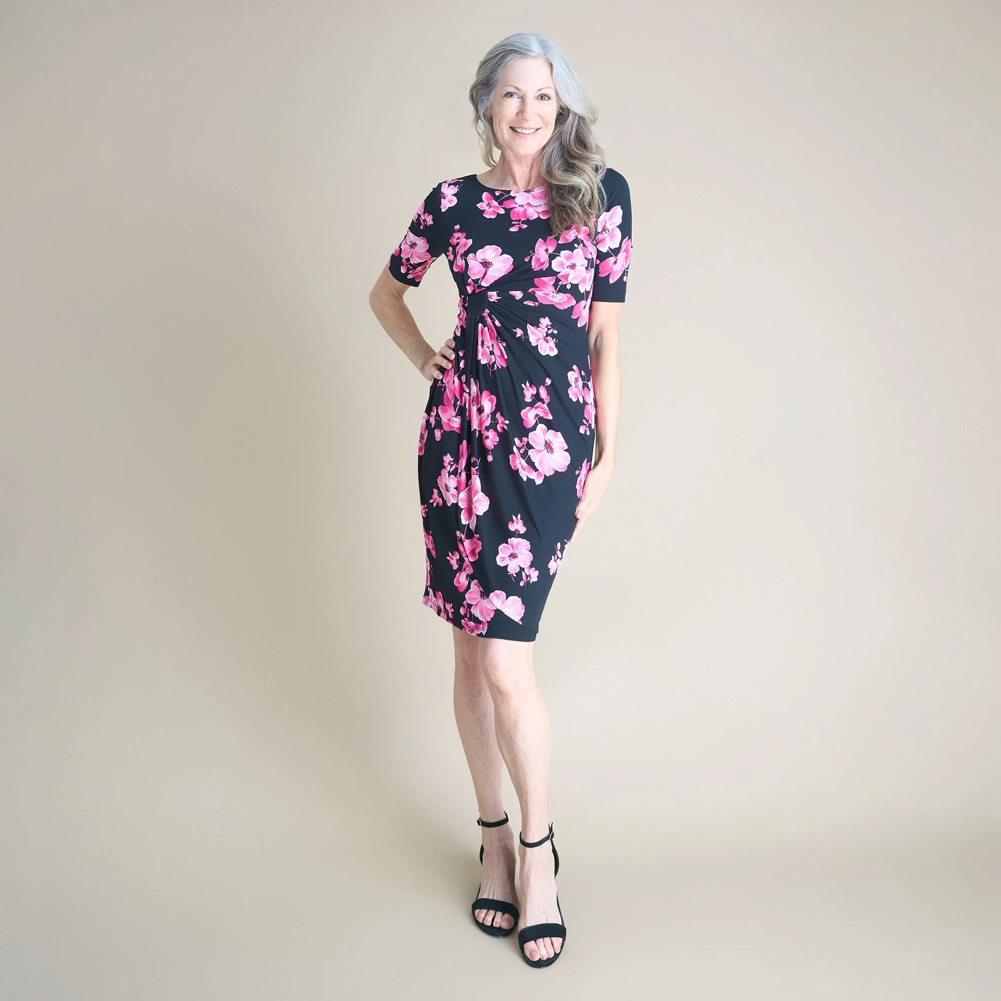 Lisa Fuchsia Faux Wrap Dress sold by connected apparel product image thumbnail 2