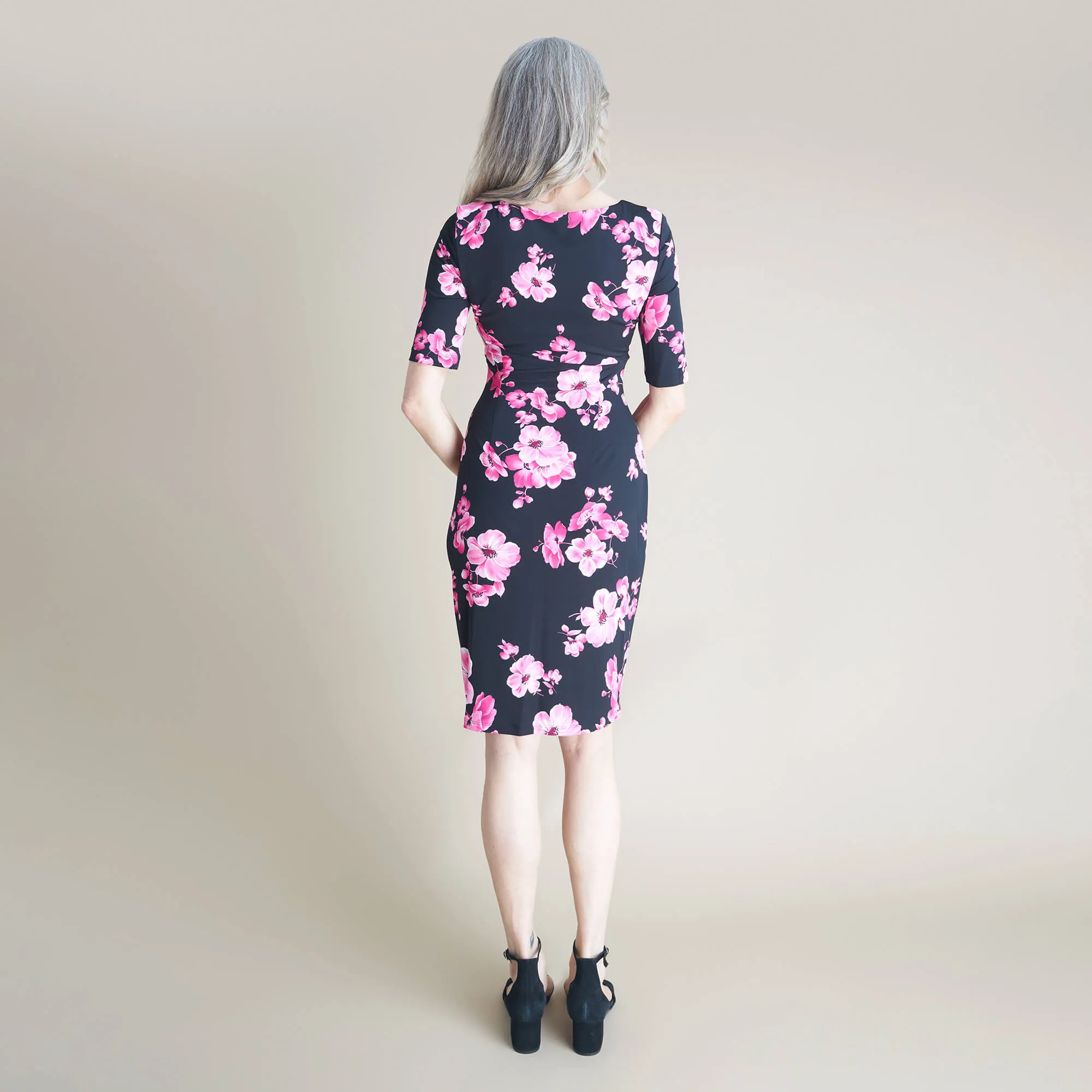 Lisa Fuchsia Faux Wrap Dress sold by connected apparel product image thumbnail 4