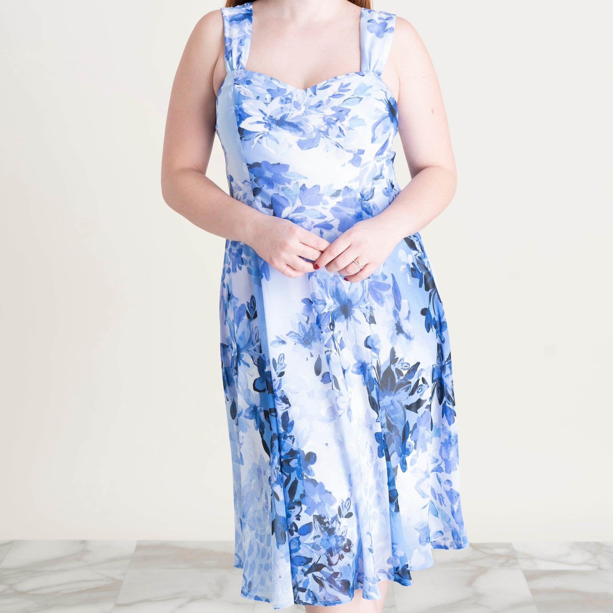 Mary Periwinkle Floral Chiffon Dress with Shrug sold by connected apparel product image thumbnail 5
