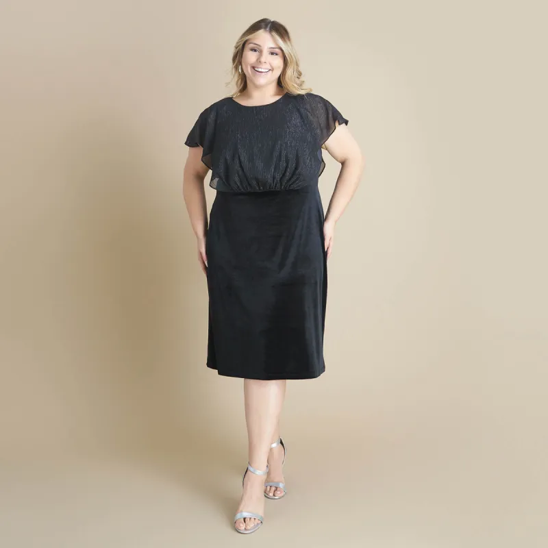 Daphne Black Velvet Popover Dress sold by connected apparel