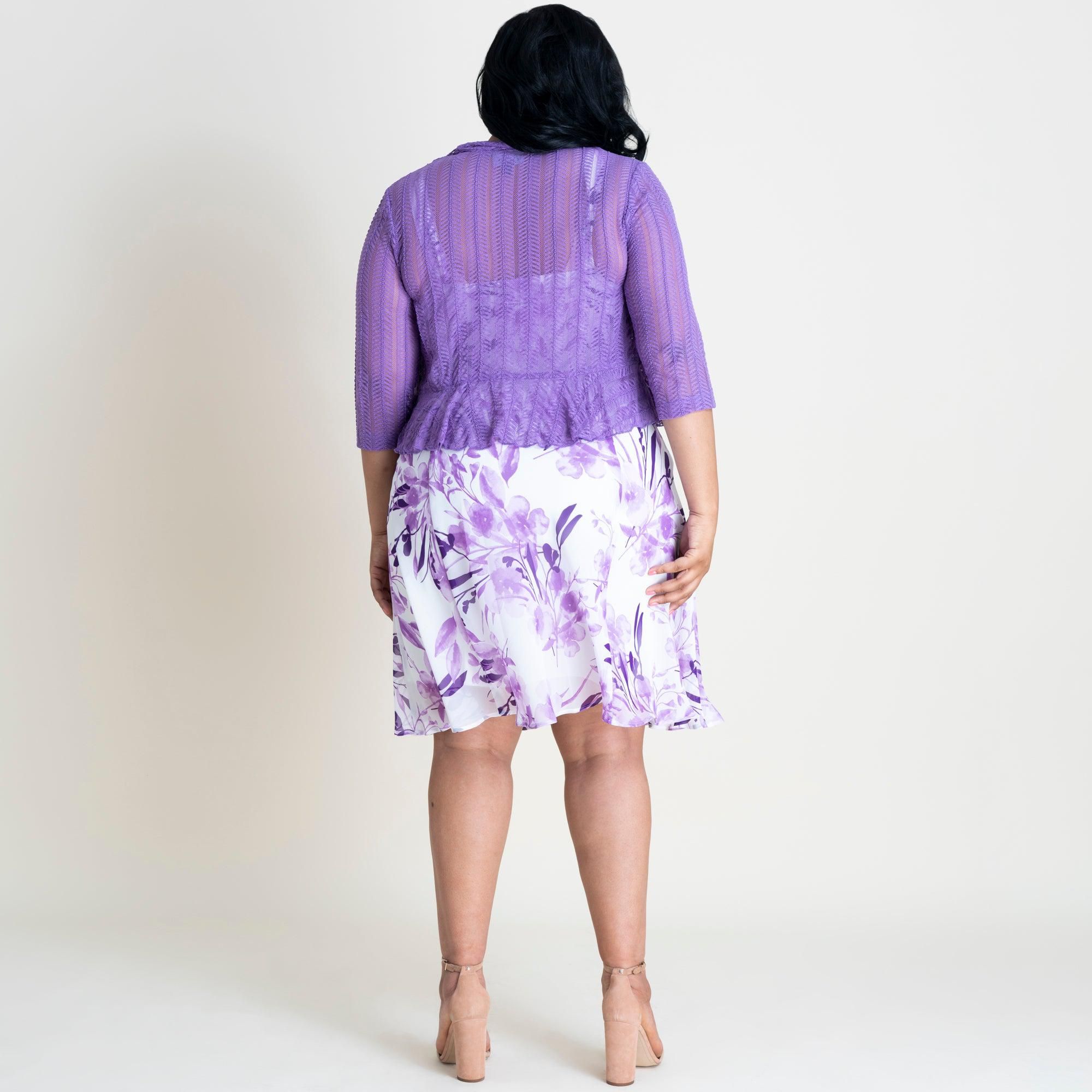 Mary Purple Floral Chiffon Dress with Shrug sold by connected apparel product image thumbnail 7