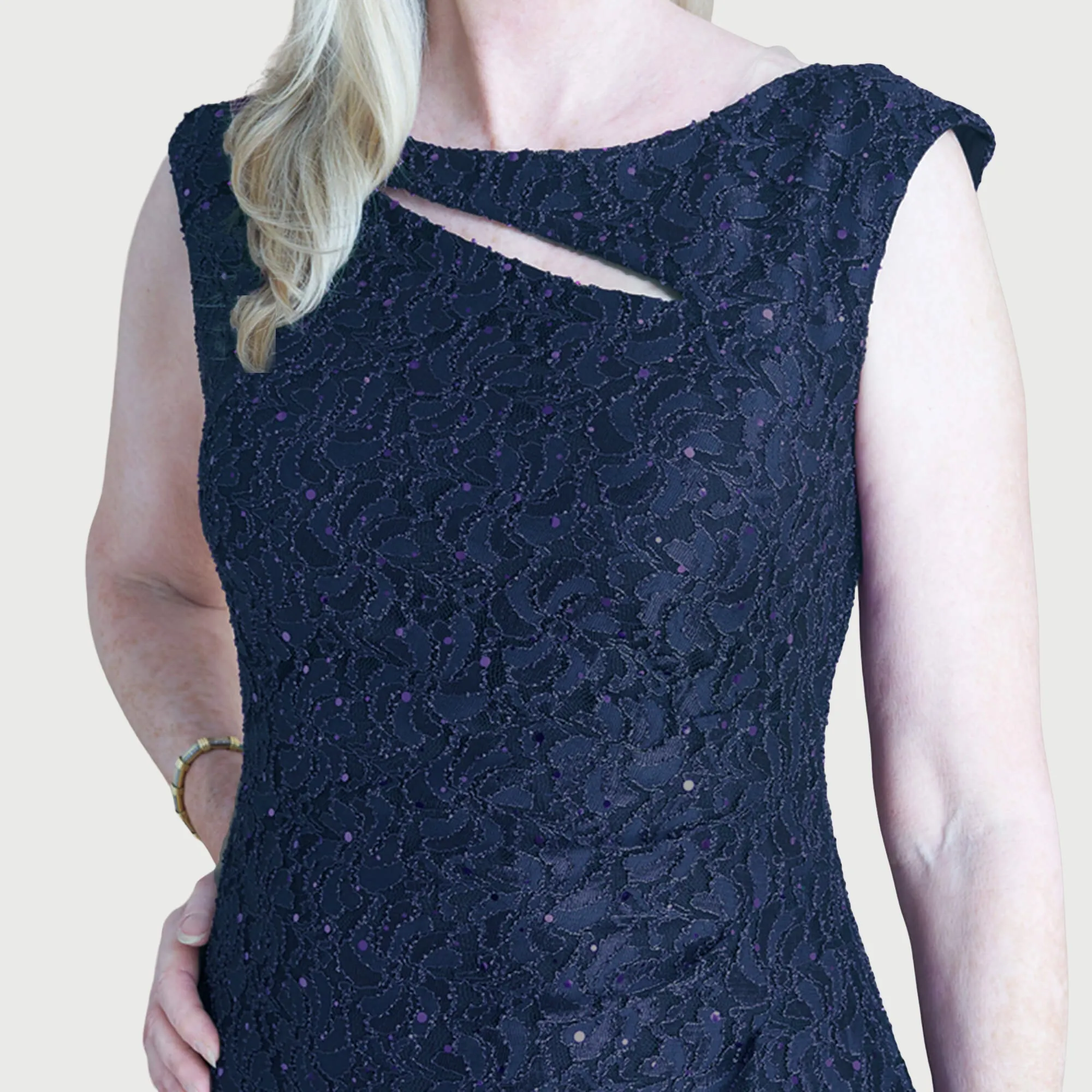 Elizabeth Navy Sequin Lace Floor Length Dress sold by connected apparel product image thumbnail 3