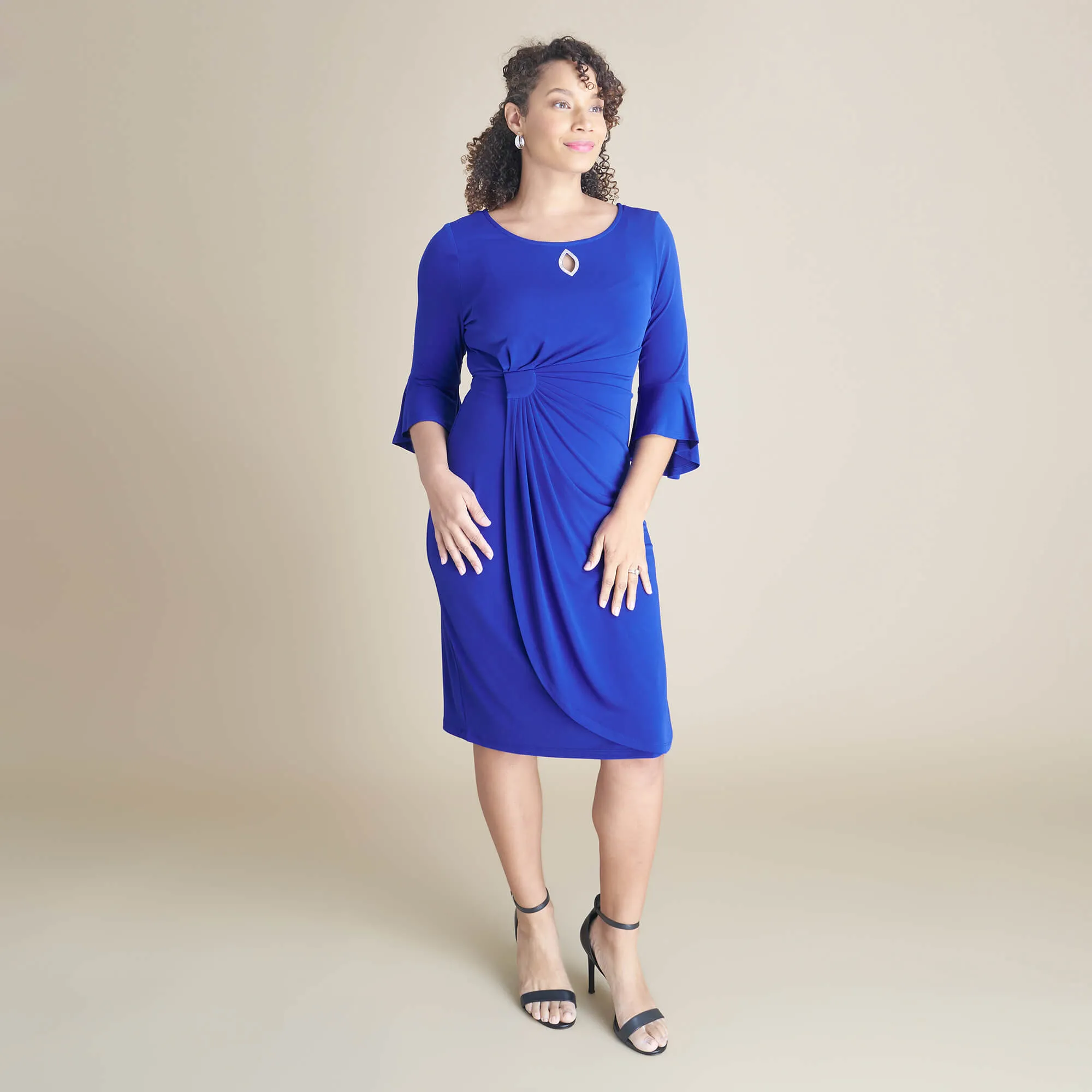 Lisa 2.0 Deep Cobalt Faux Wrap Dress sold by connected apparel product image thumbnail 4