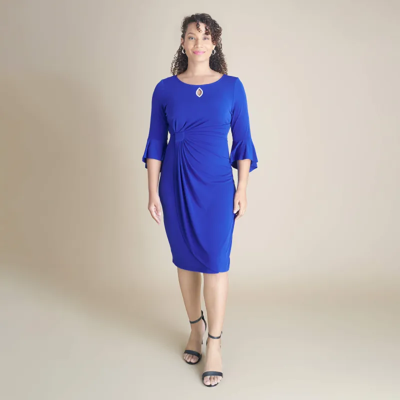 Lisa 2.0 Deep Cobalt Faux Wrap Dress sold by connected apparel