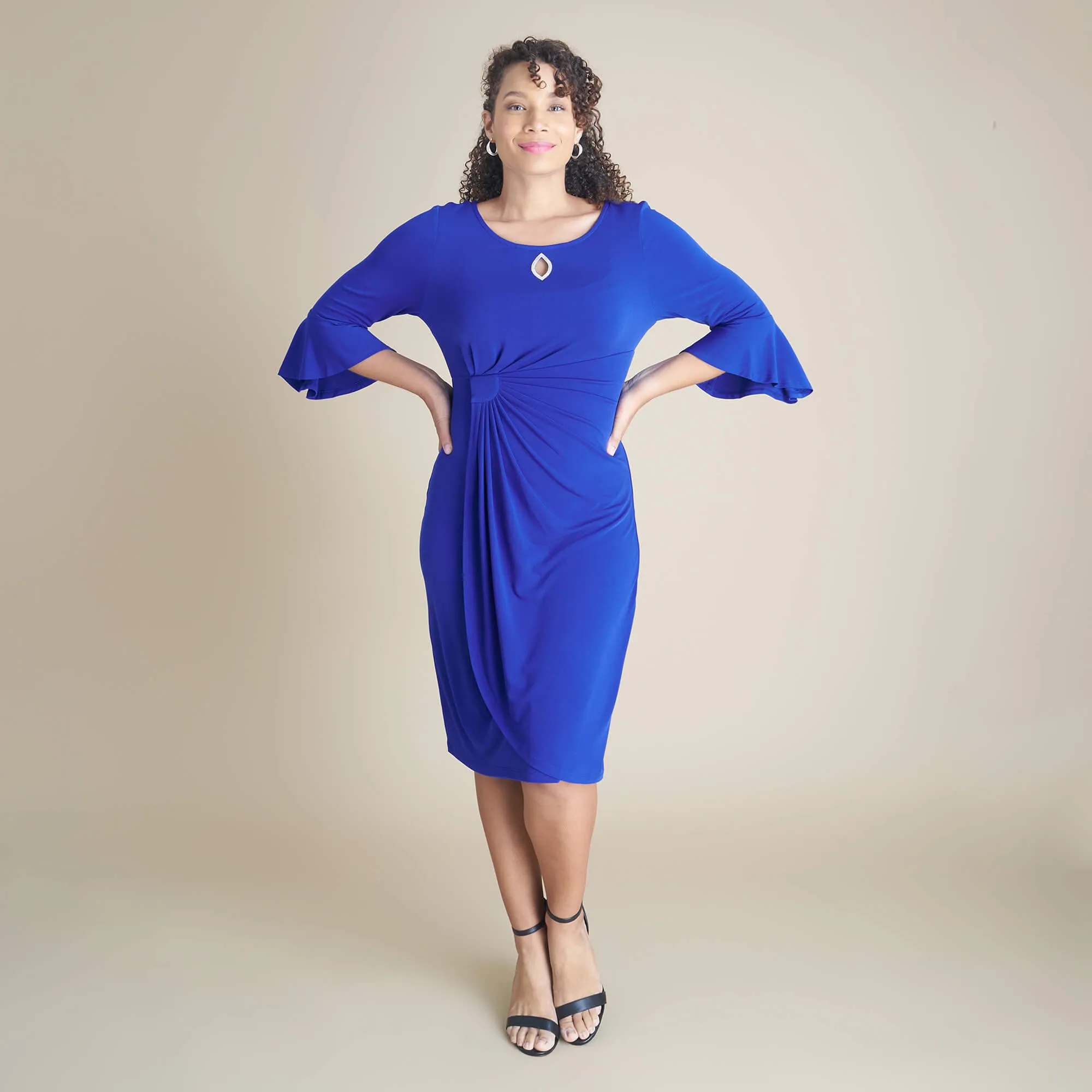 Lisa 2.0 Deep Cobalt Faux Wrap Dress sold by connected apparel product image thumbnail 5