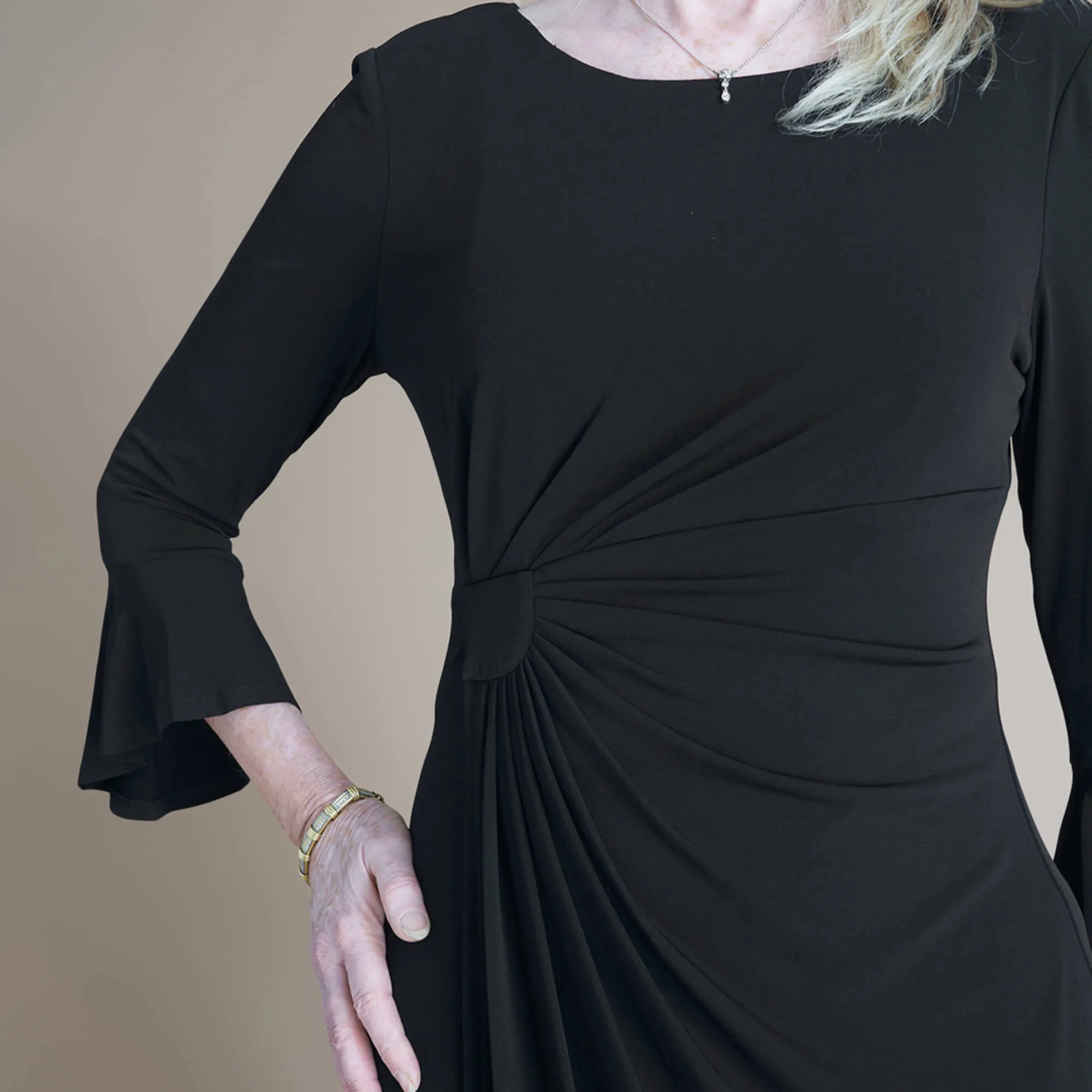 Lisa 2.0 Floor Length Black Faux Wrap Dress sold by connected apparel product image thumbnail 3