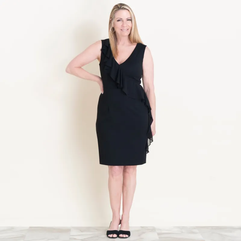 Sari Chiffon Cross Body Little Black Dress sold by connected apparel