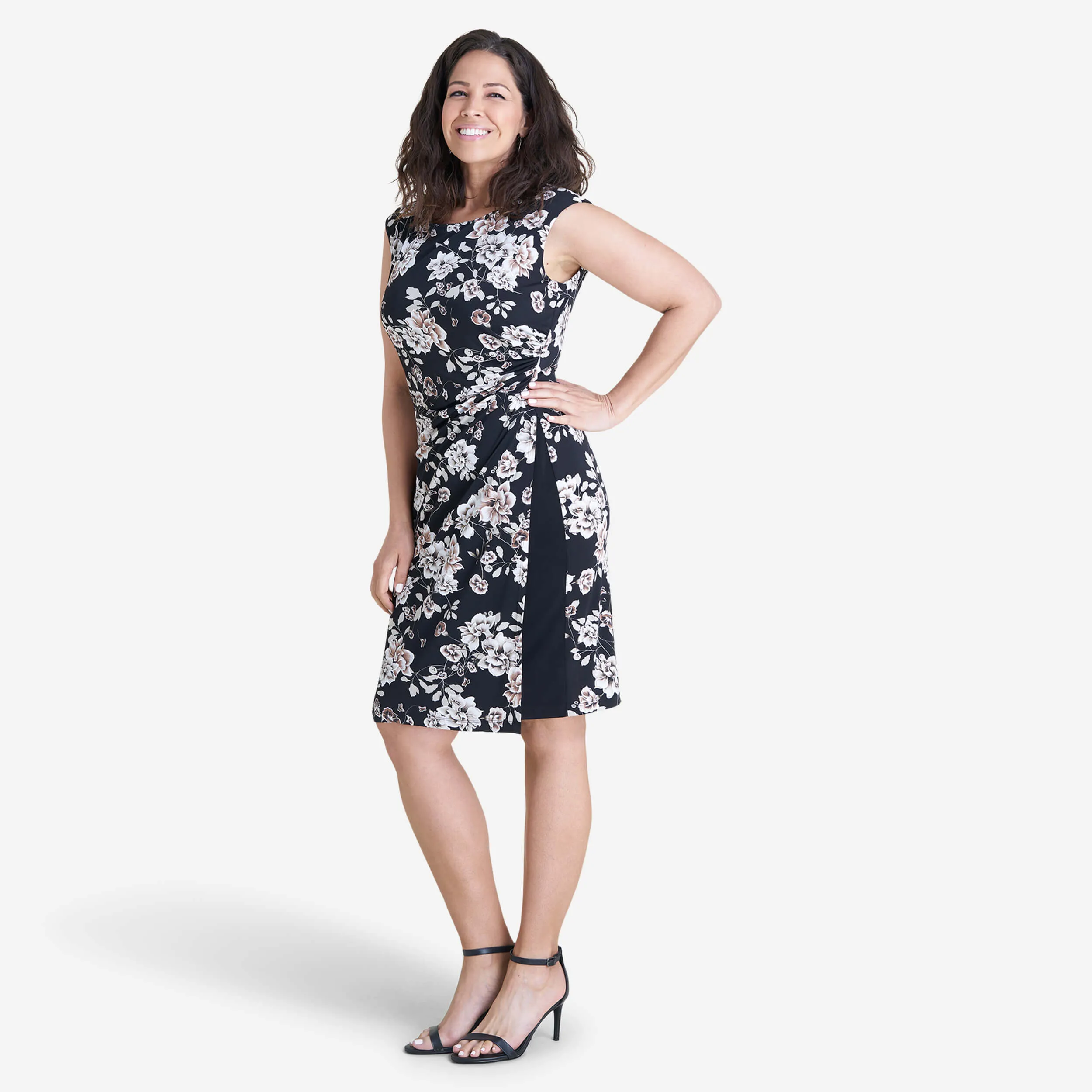Liz Taupe Floral Sleeveless Bodycon Dress sold by connected apparel product image thumbnail 4