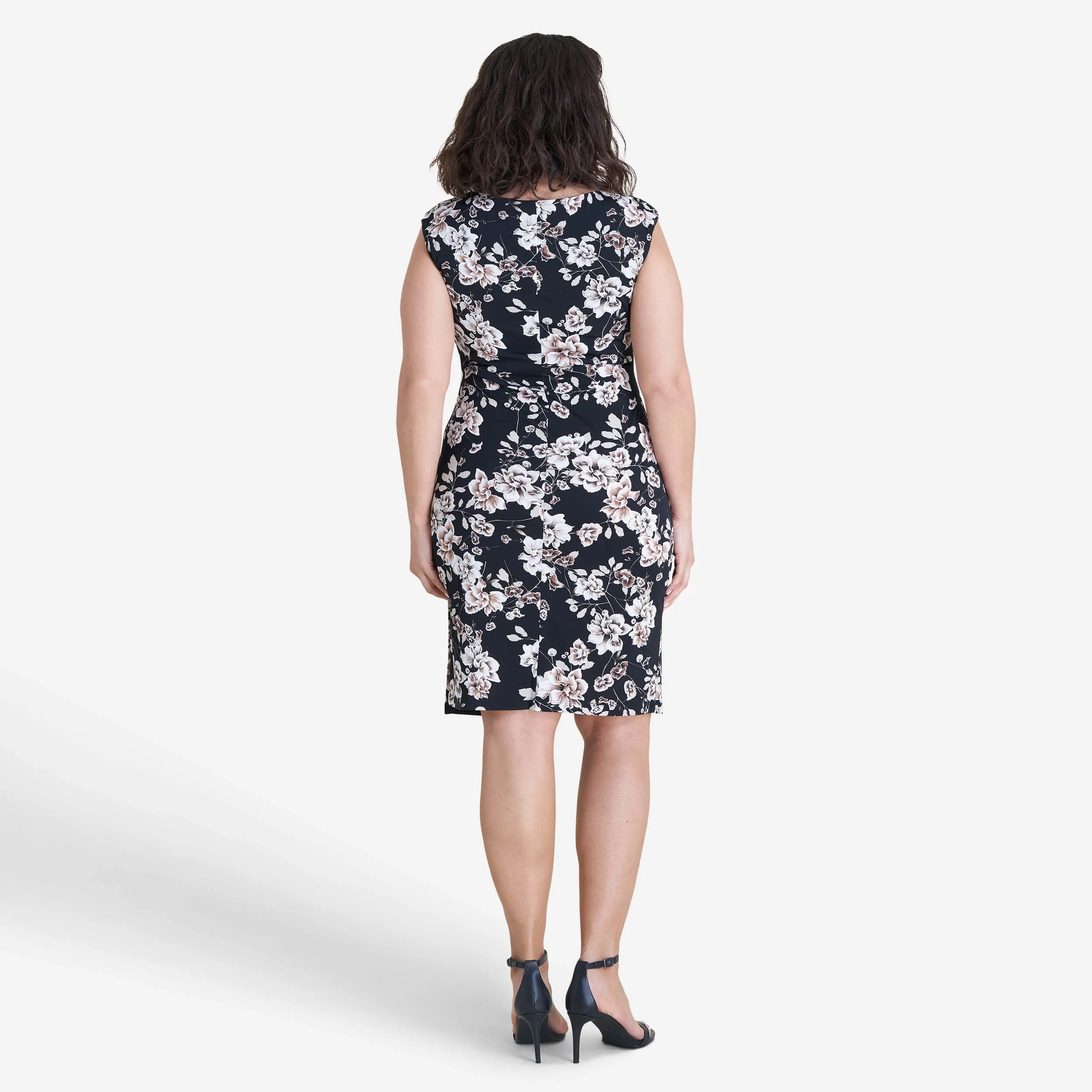 Liz Taupe Floral Sleeveless Bodycon Dress sold by connected apparel product image thumbnail 3