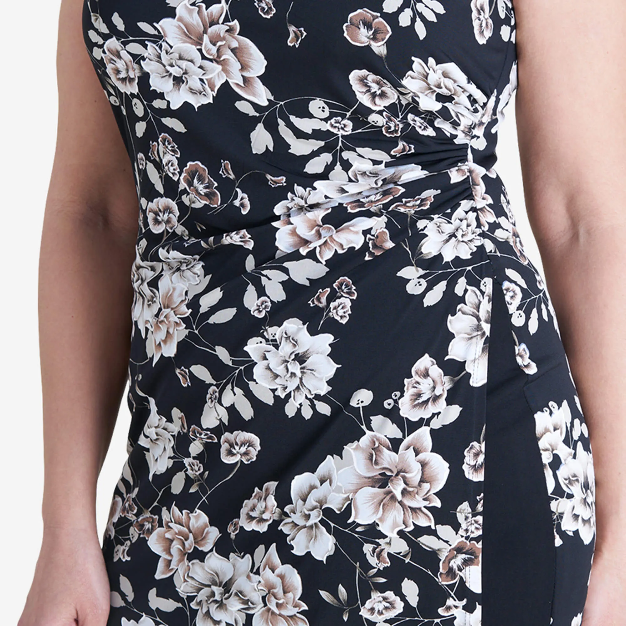 Liz Taupe Floral Sleeveless Bodycon Dress sold by connected apparel product image thumbnail 2