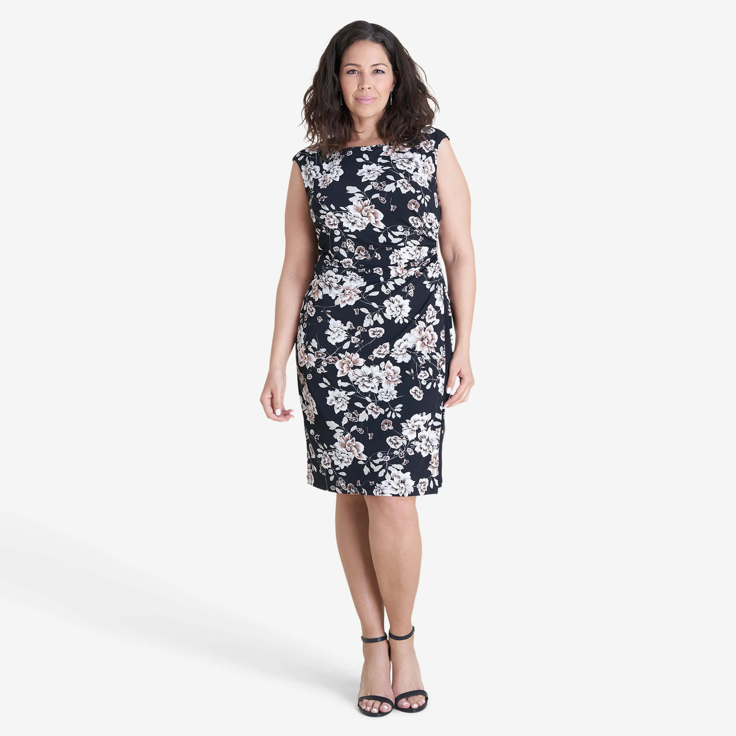 Liz Taupe Floral Sleeveless Bodycon Dress sold by connected apparel product image thumbnail 5