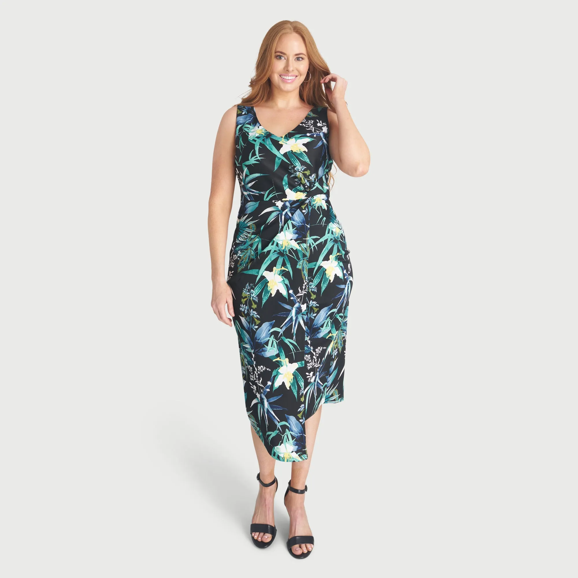 Selena Teal Sleeveless Knot Dress sold by connected apparel