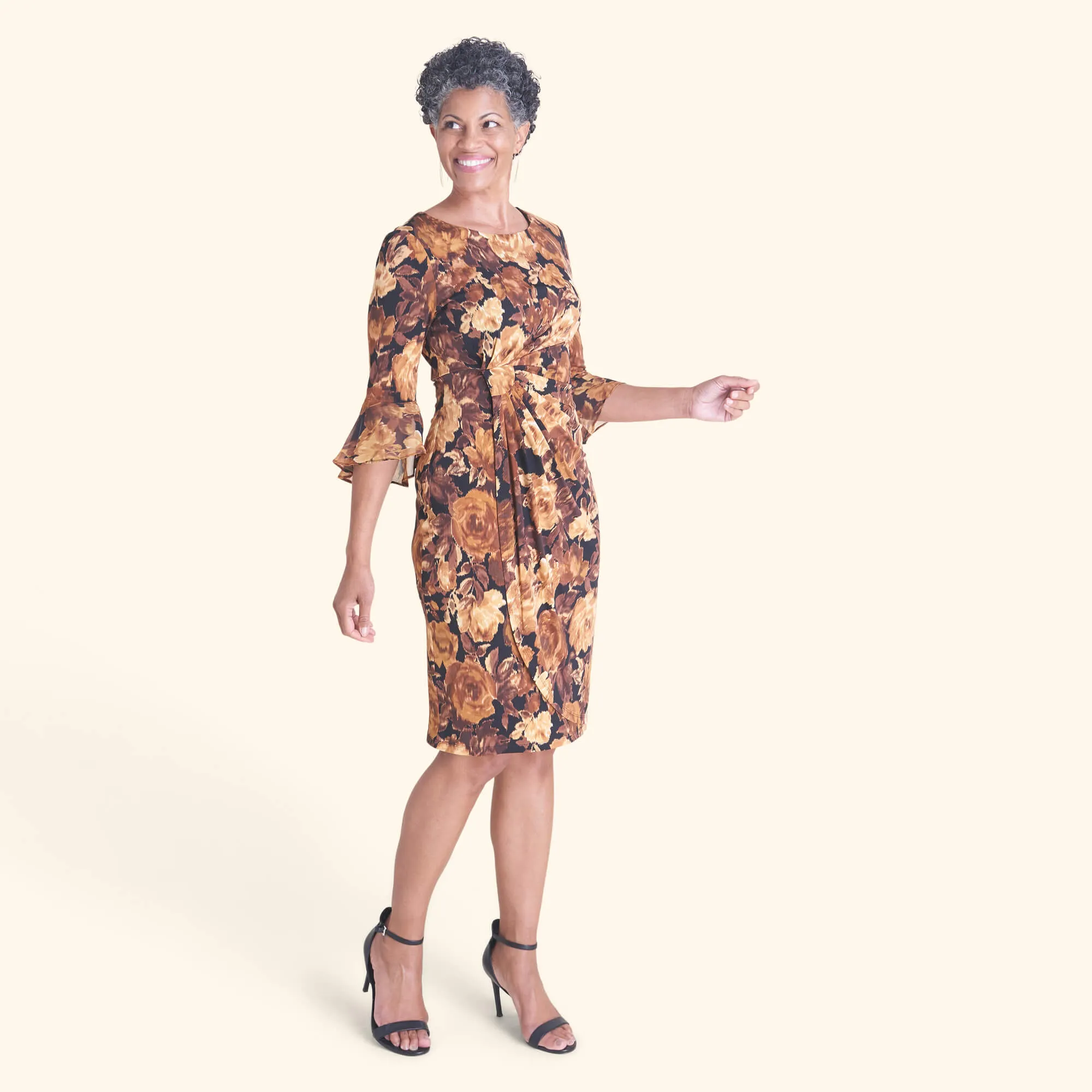 Lisa 2.0 Spice Faux Wrap Dress sold by connected apparel