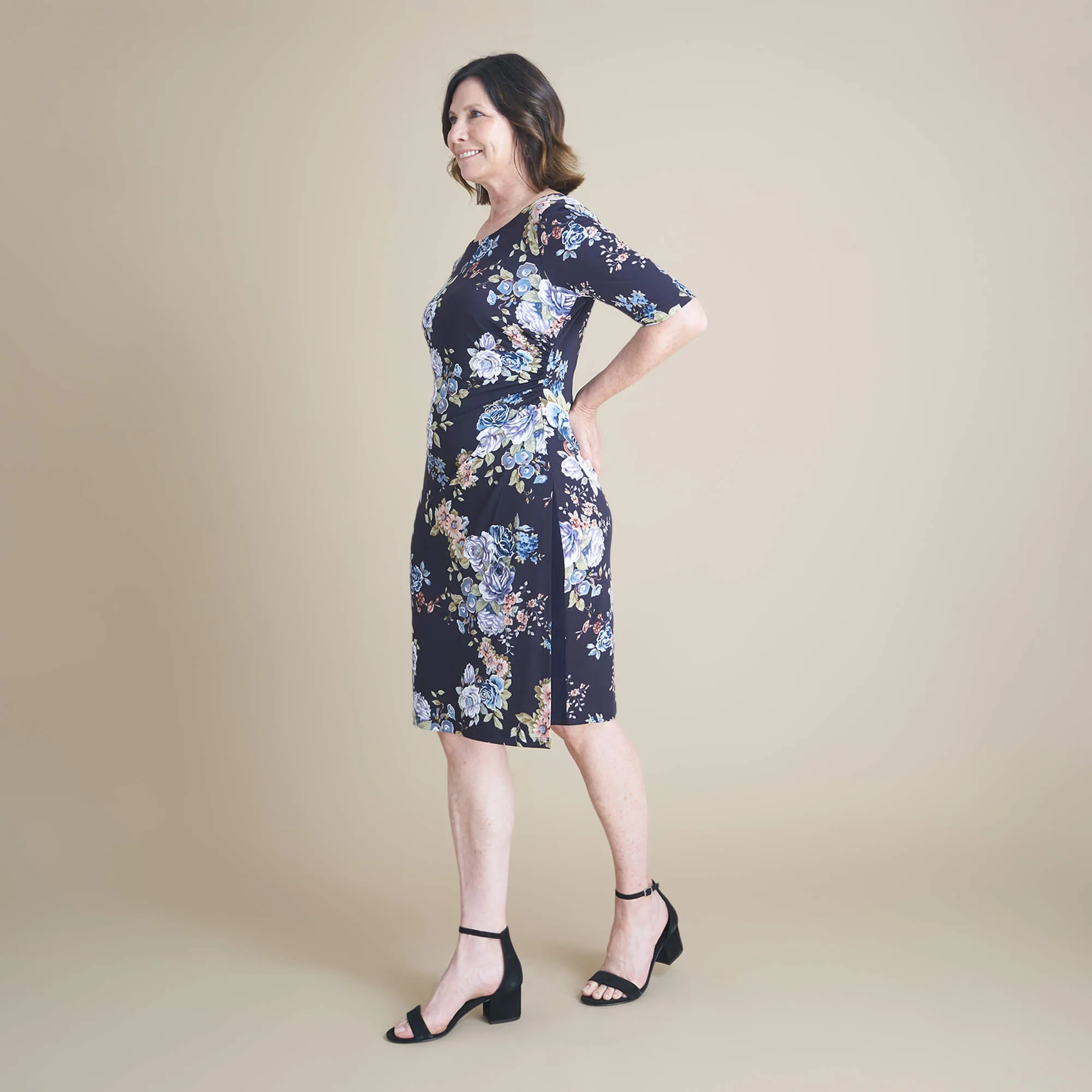 Liz Eggplant Floral Bodycon Dress sold by connected apparel product image thumbnail 4