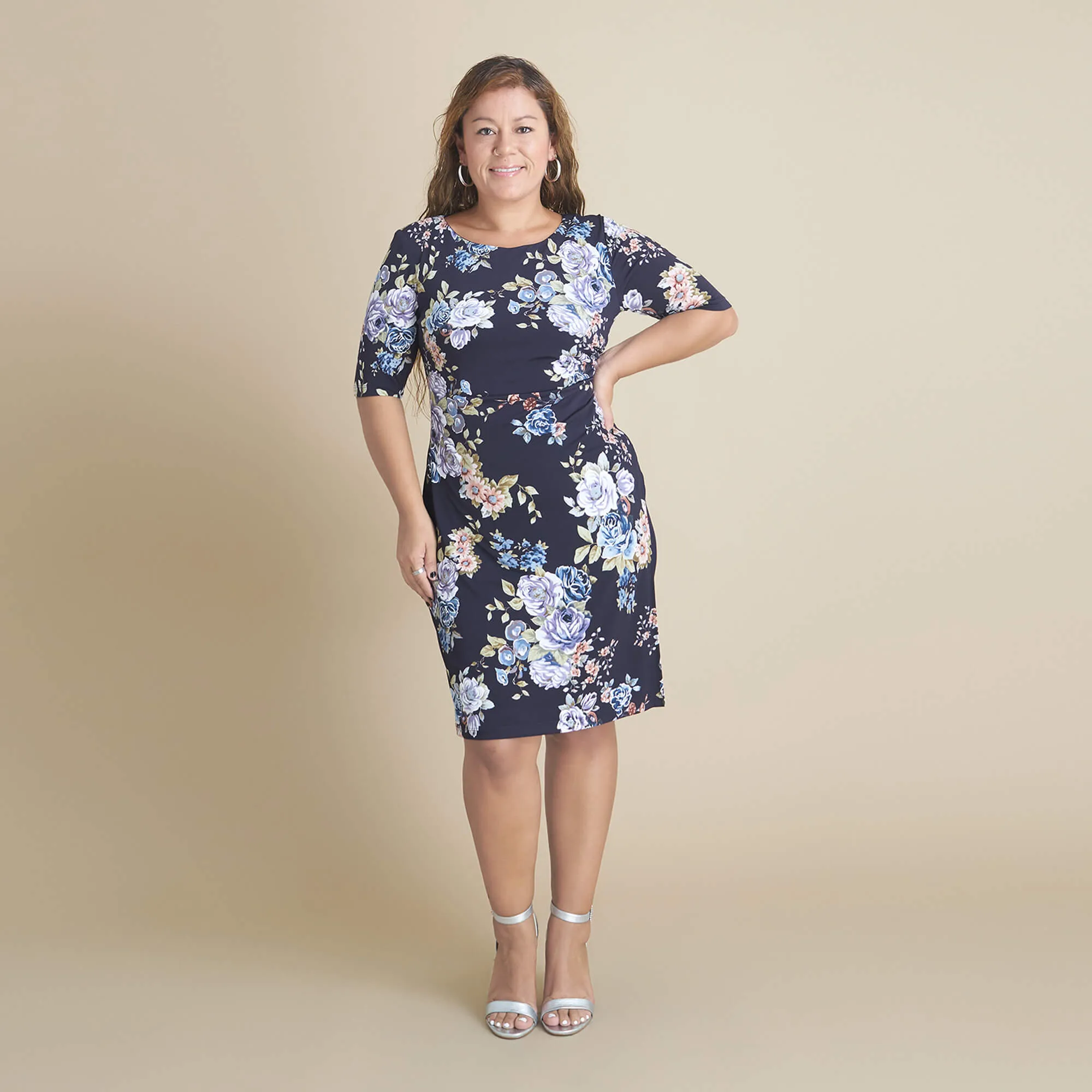 Liz Eggplant Floral Bodycon Dress sold by connected apparel product image thumbnail 5
