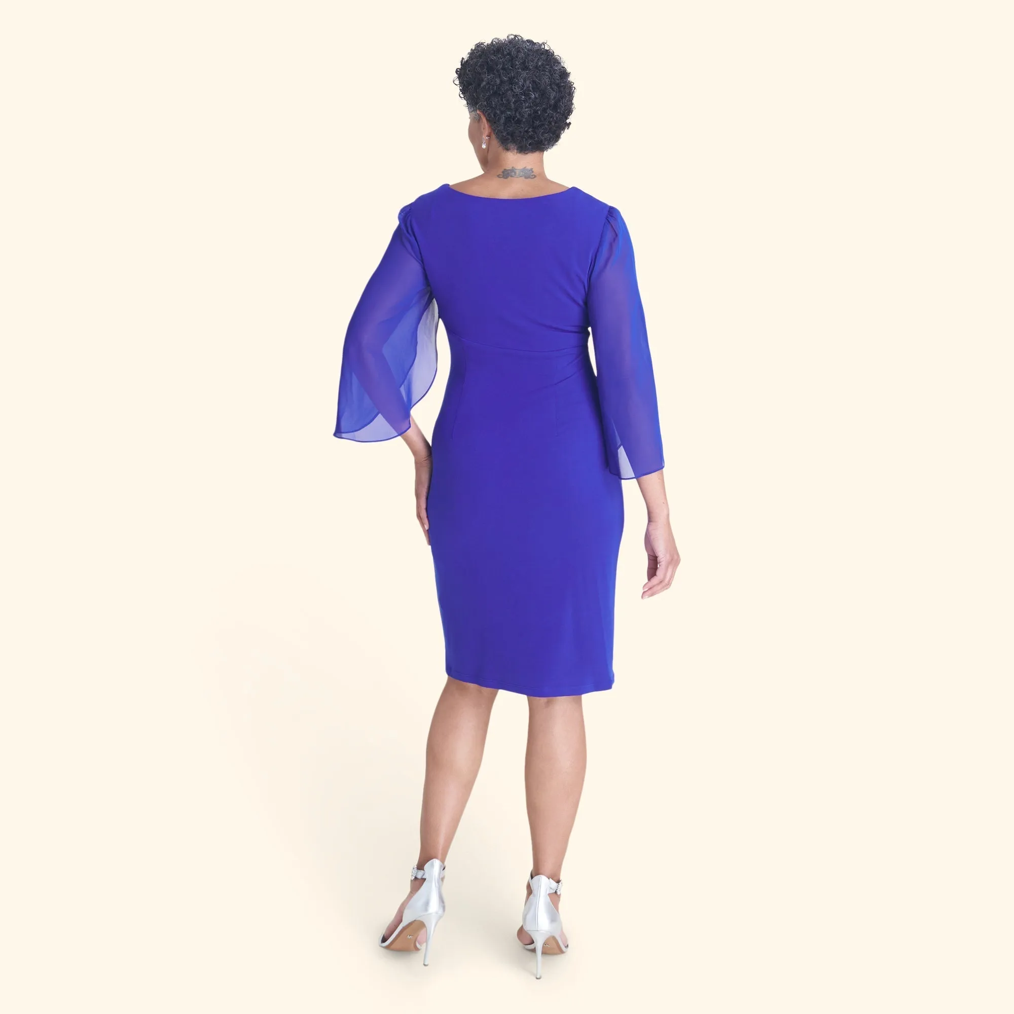 Lisette Deep Cobalt Faux Wrap Dress sold by connected apparel product image thumbnail 3