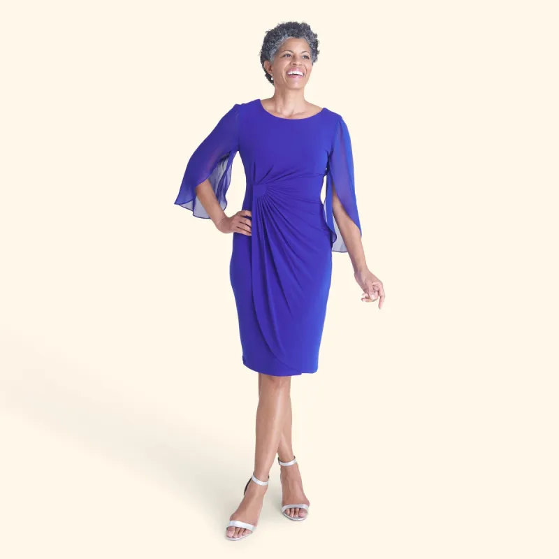 Lisette Deep Cobalt Faux Wrap Dress sold by connected apparel