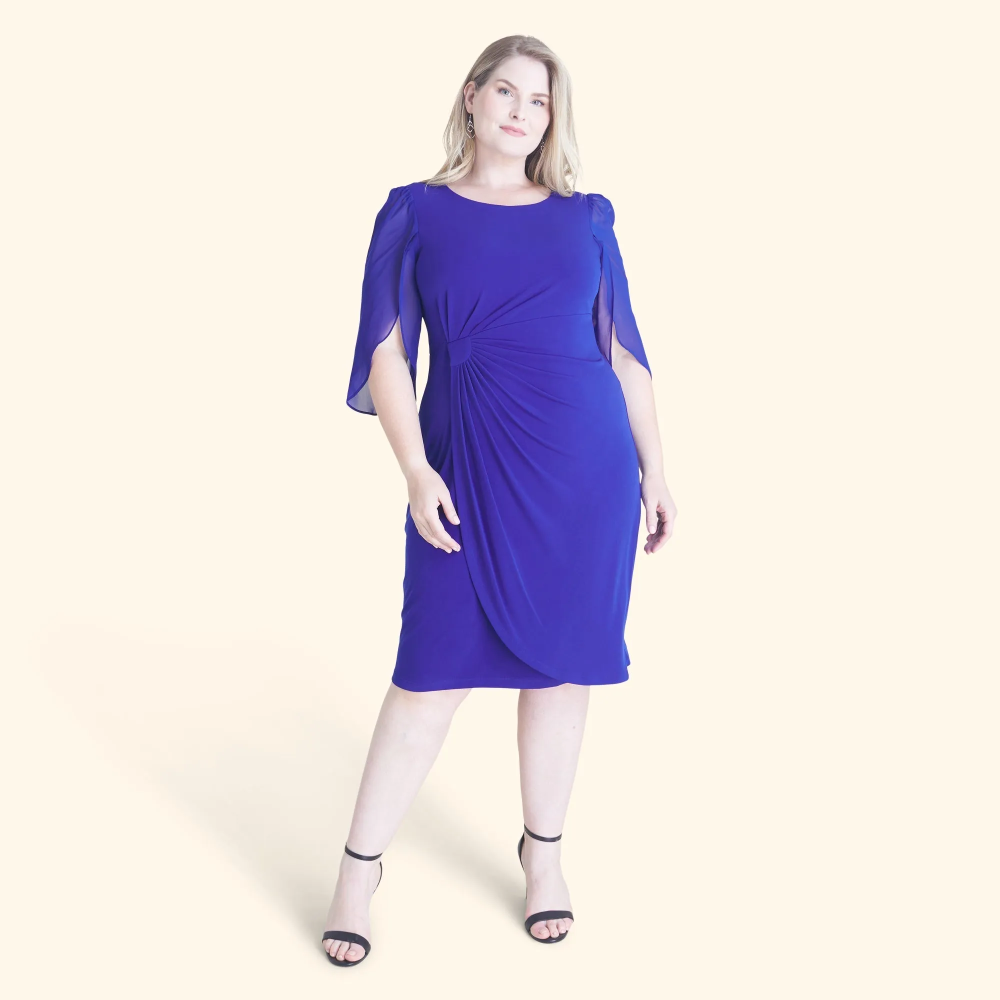 Lisette Deep Cobalt Faux Wrap Dress sold by connected apparel product image thumbnail 4