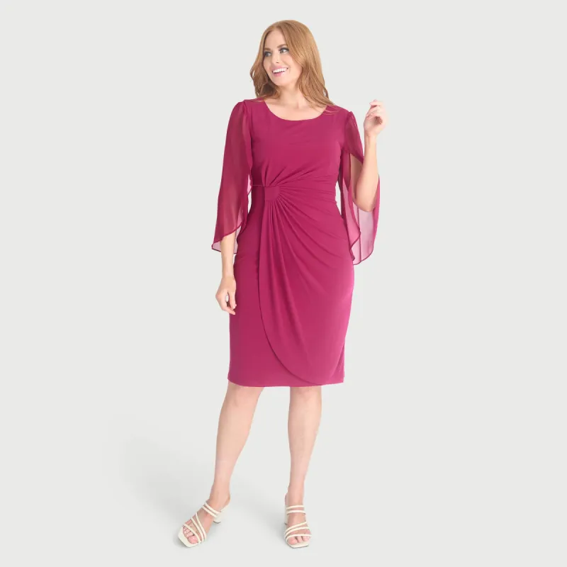 Lisette Deep Fuchsia Faux Wrap Dress made by connected apparel