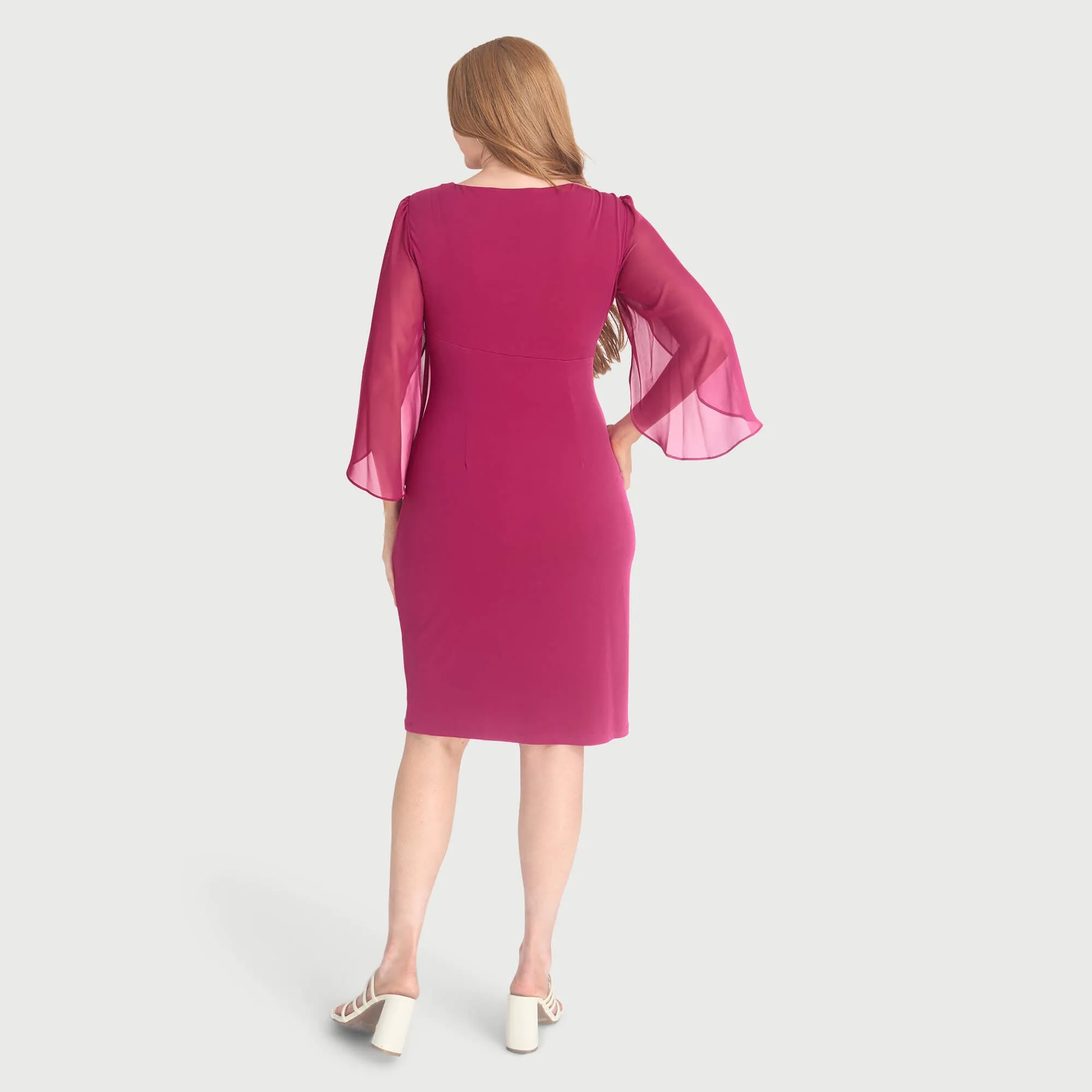 Lisette Deep Fuchsia Faux Wrap Dress sold by connected apparel product image thumbnail 3