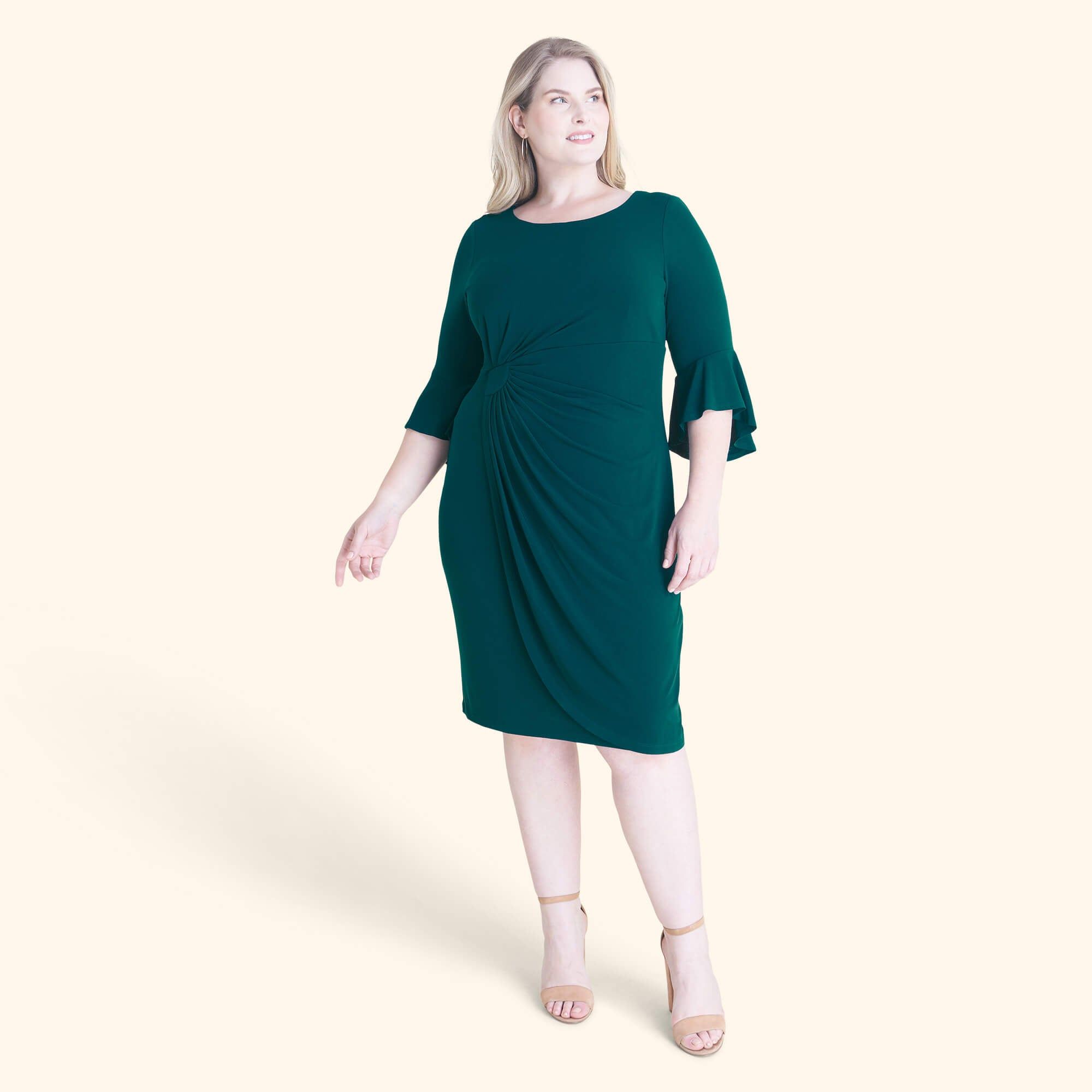Lisa 2.0 Spruce Faux Wrap Dress sold by connected apparel product image thumbnail 4