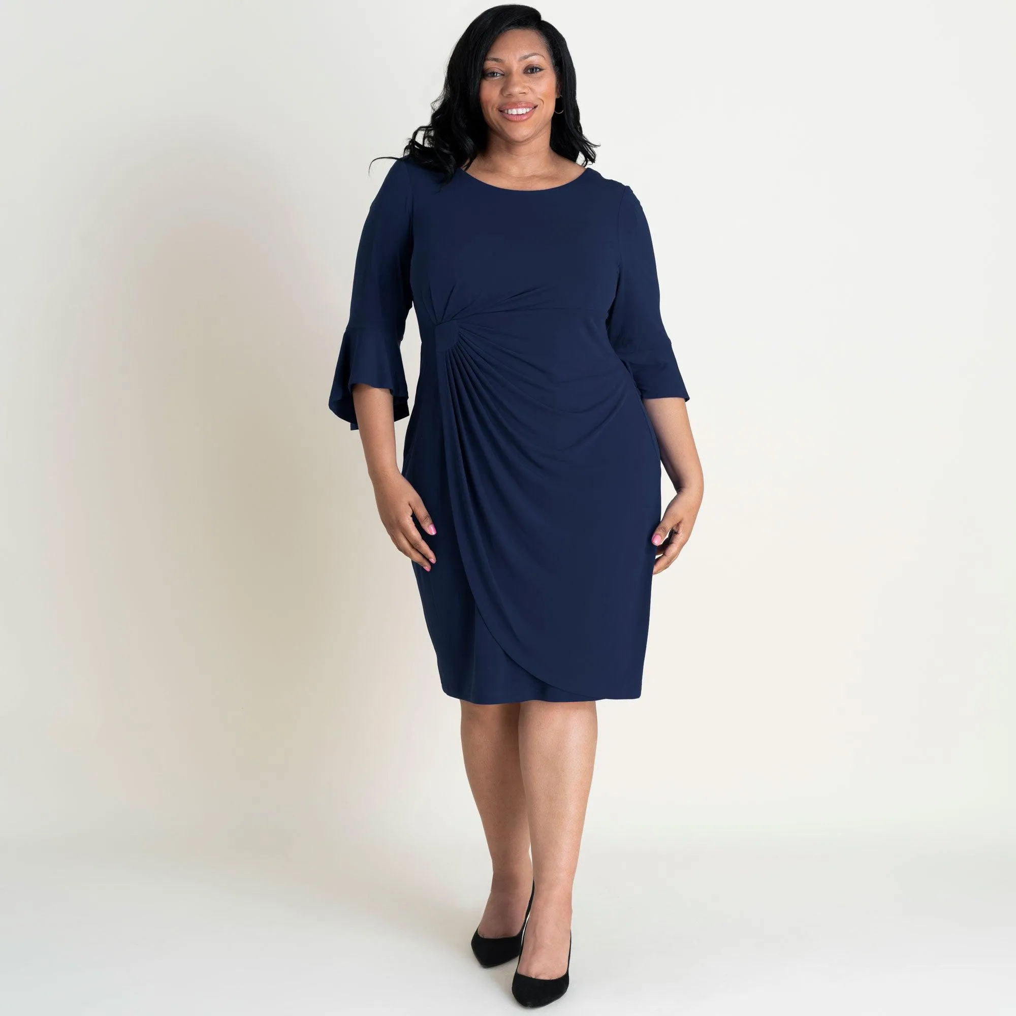 Lisa 2.0 Navy Faux Wrap Dress sold by connected apparel product image thumbnail 5