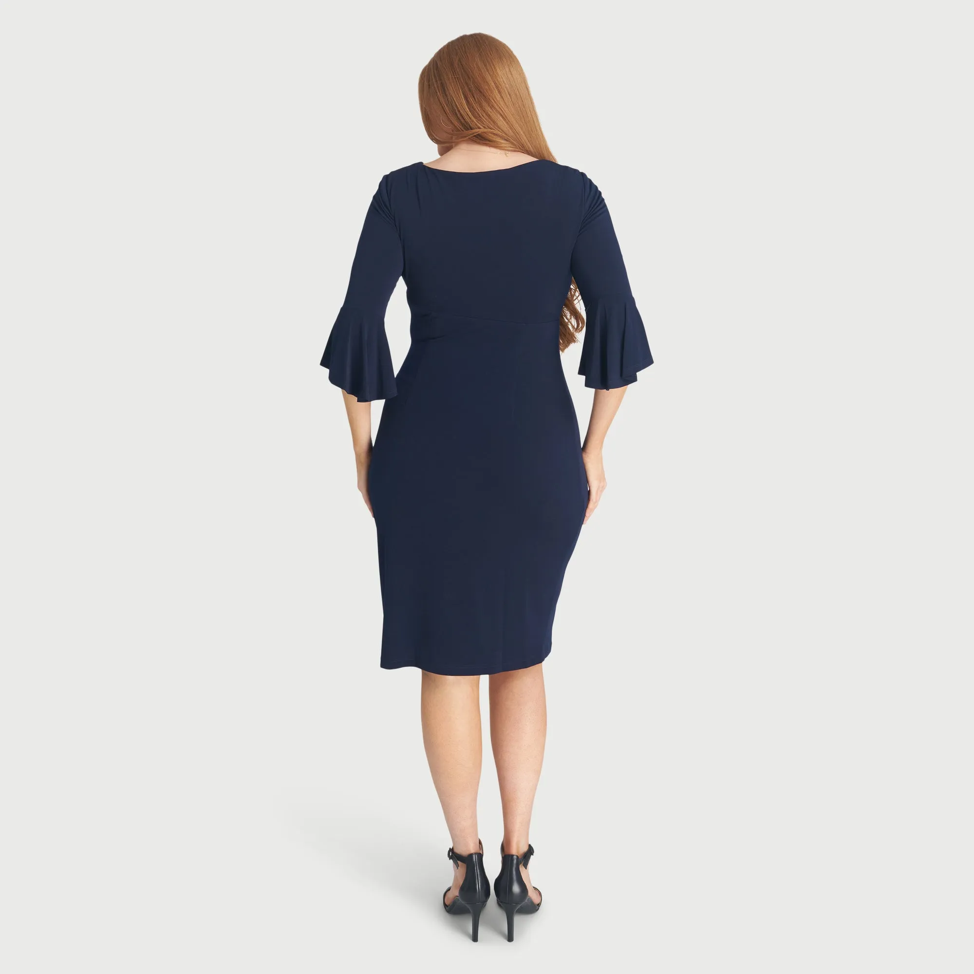 Lisa 2.0 Navy Faux Wrap Dress sold by connected apparel product image thumbnail 4