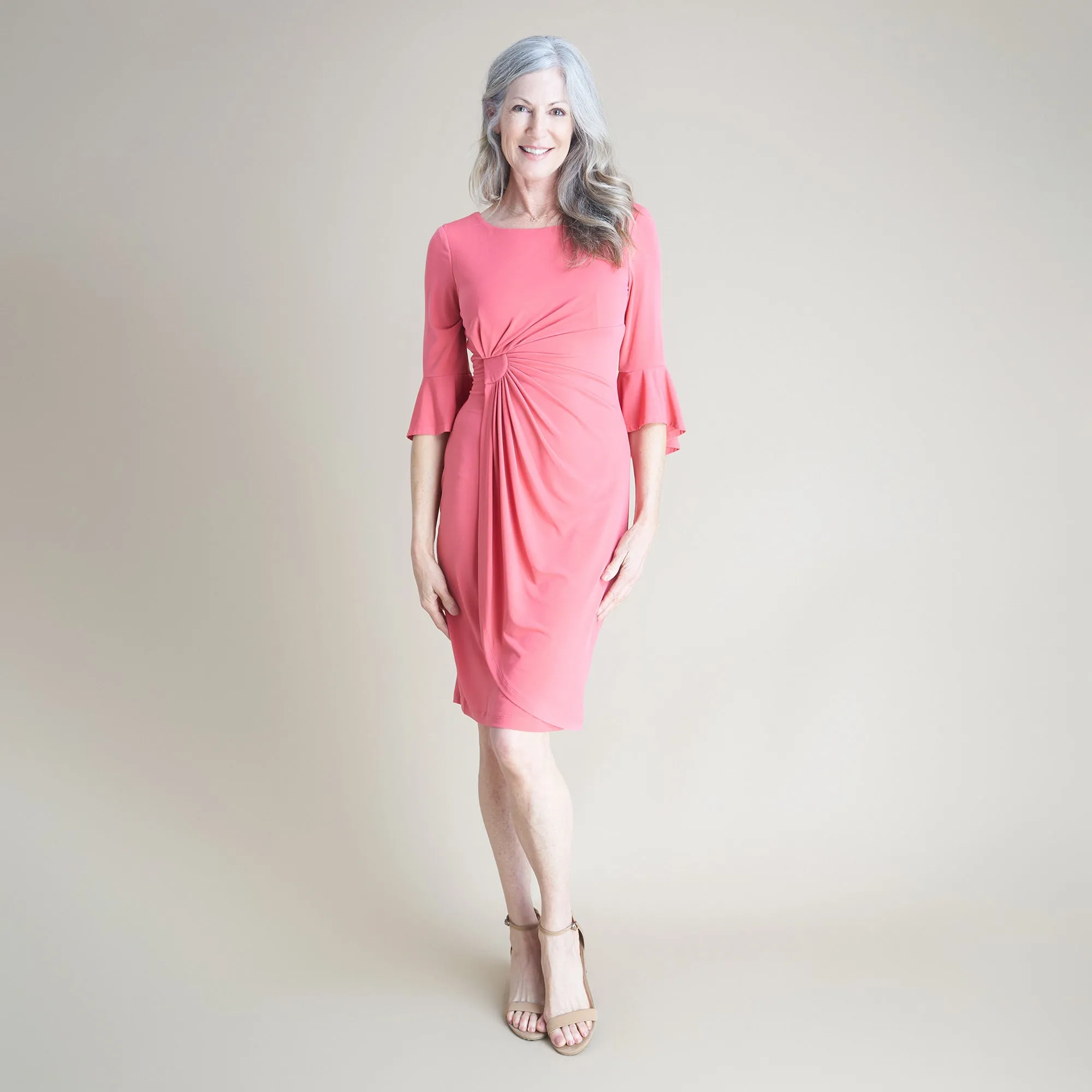Lisa 2.0 New Coral Faux Wrap Dress sold by connected apparel product image thumbnail 2