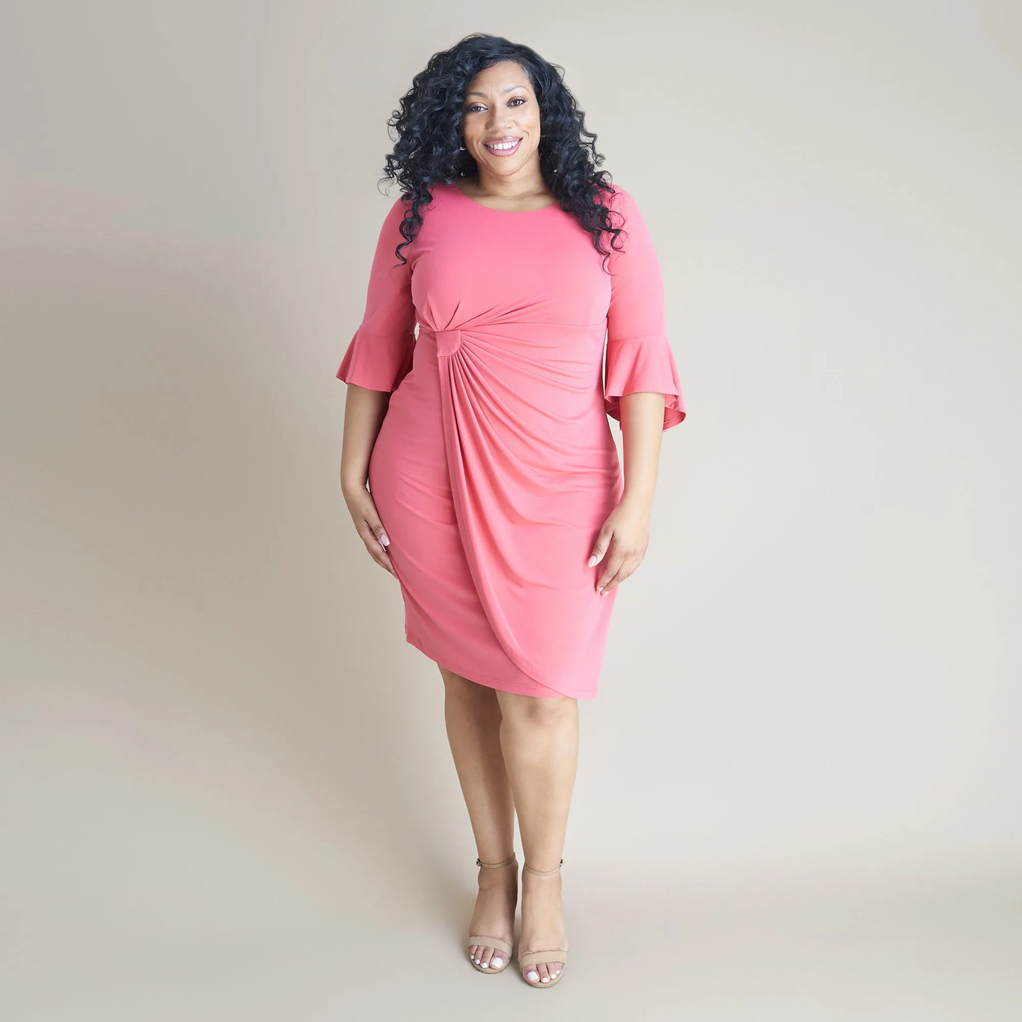 Lisa 2.0 New Coral Faux Wrap Dress sold by connected apparel product image thumbnail 5