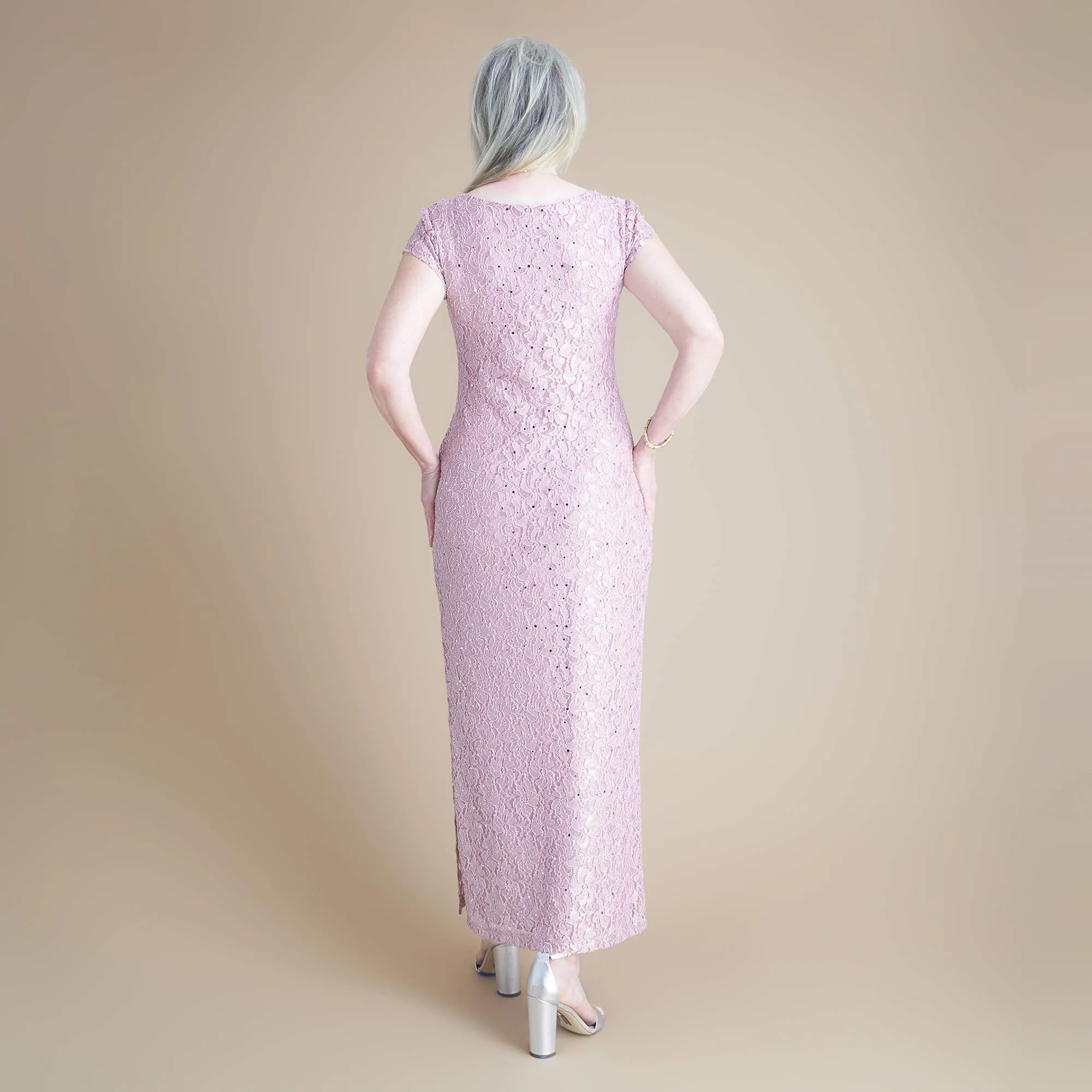 Grace Mauve Sequin Lace Dress sold by connected apparel product image thumbnail 4