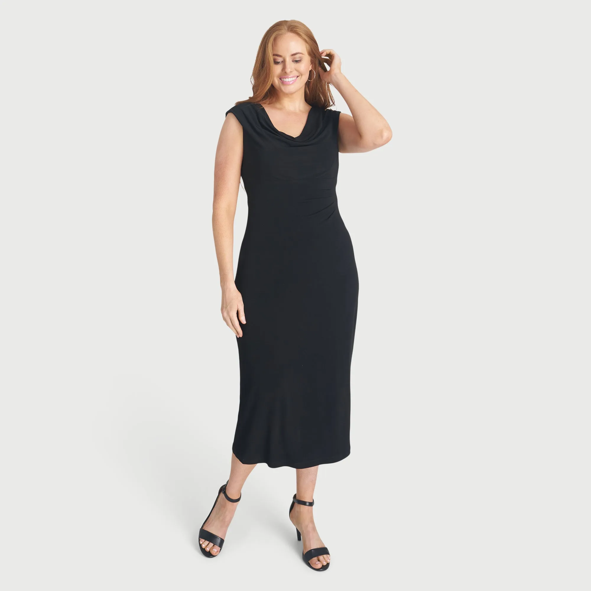 Tonya Black Cowl Neck Midi Dress sold by connected apparel product image thumbnail 5