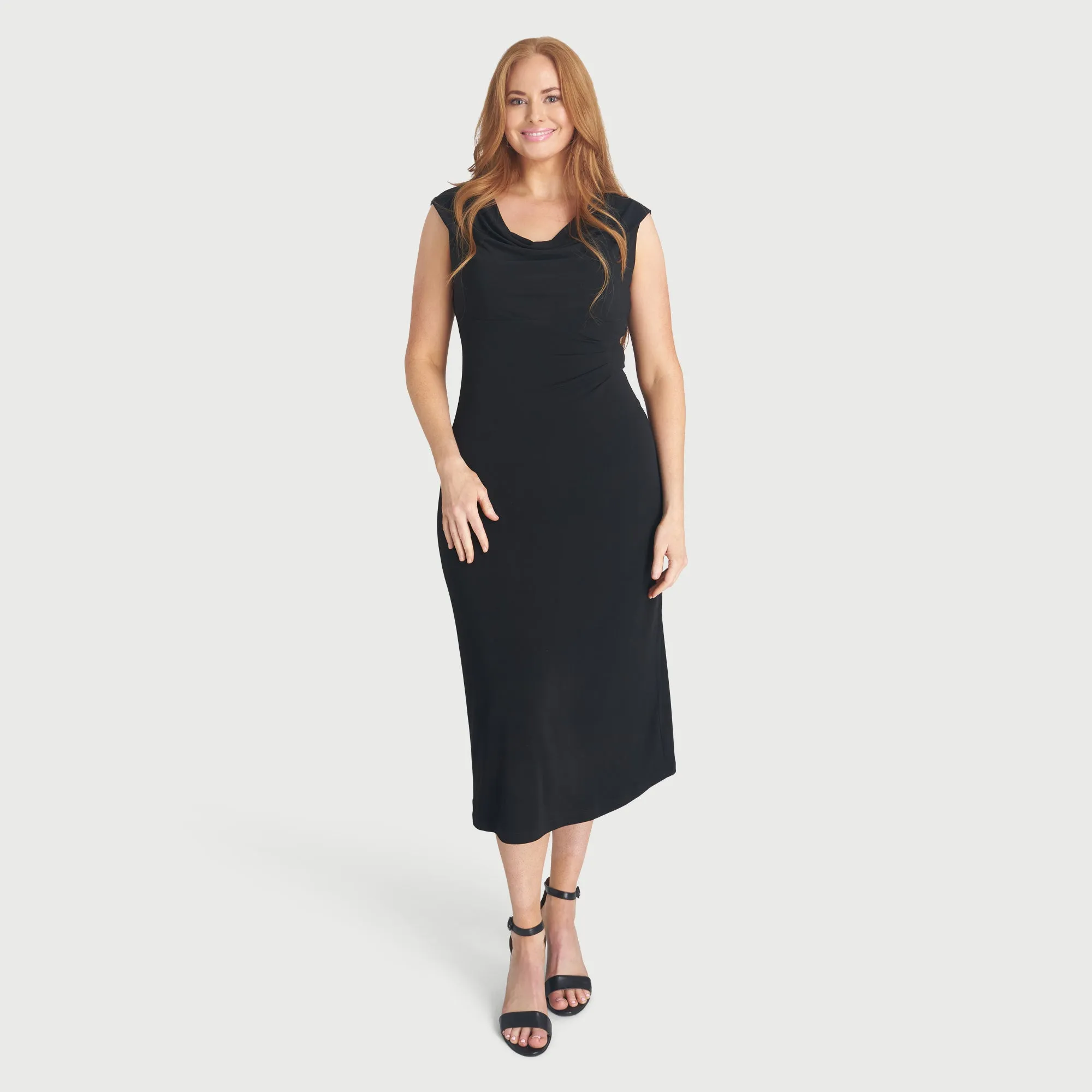 Tonya Black Cowl Neck Midi Dress sold by connected apparel product image thumbnail 2