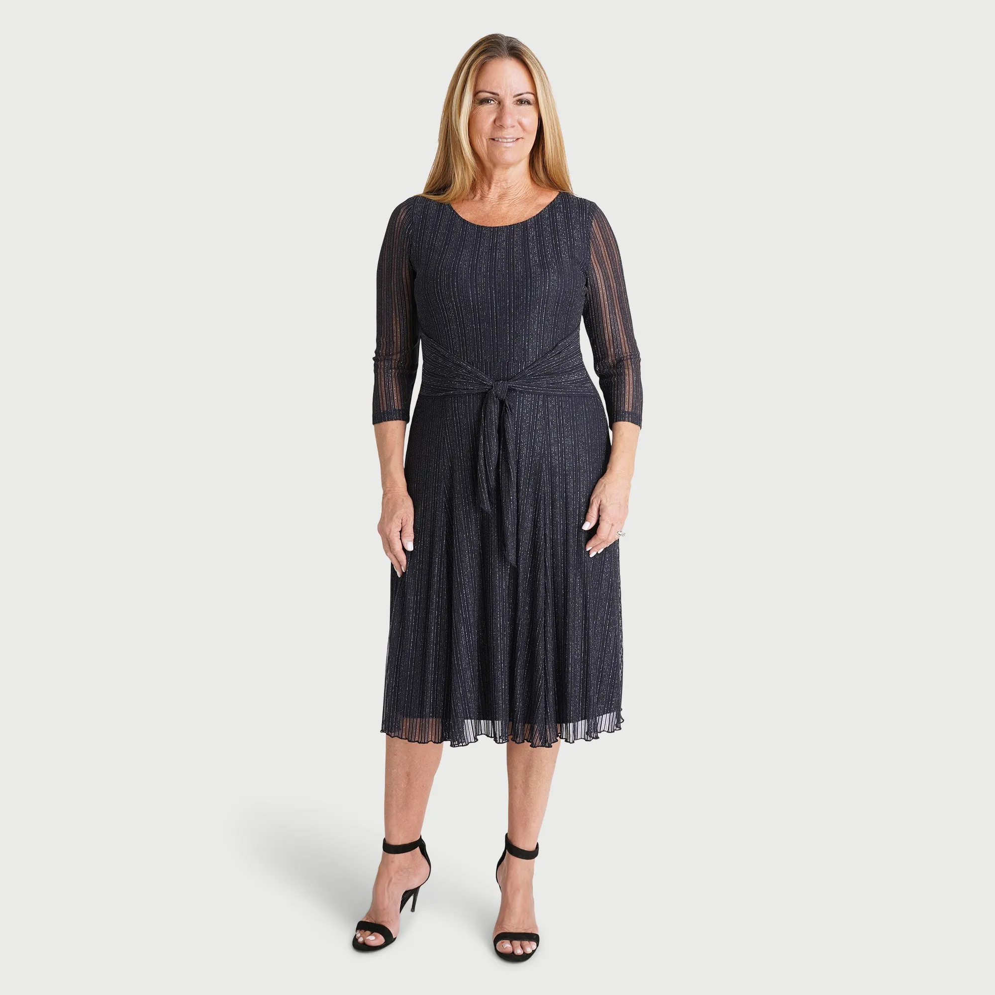 Faye Midnight Metallic Wrap Midi Dress sold by connected apparel product image thumbnail 2