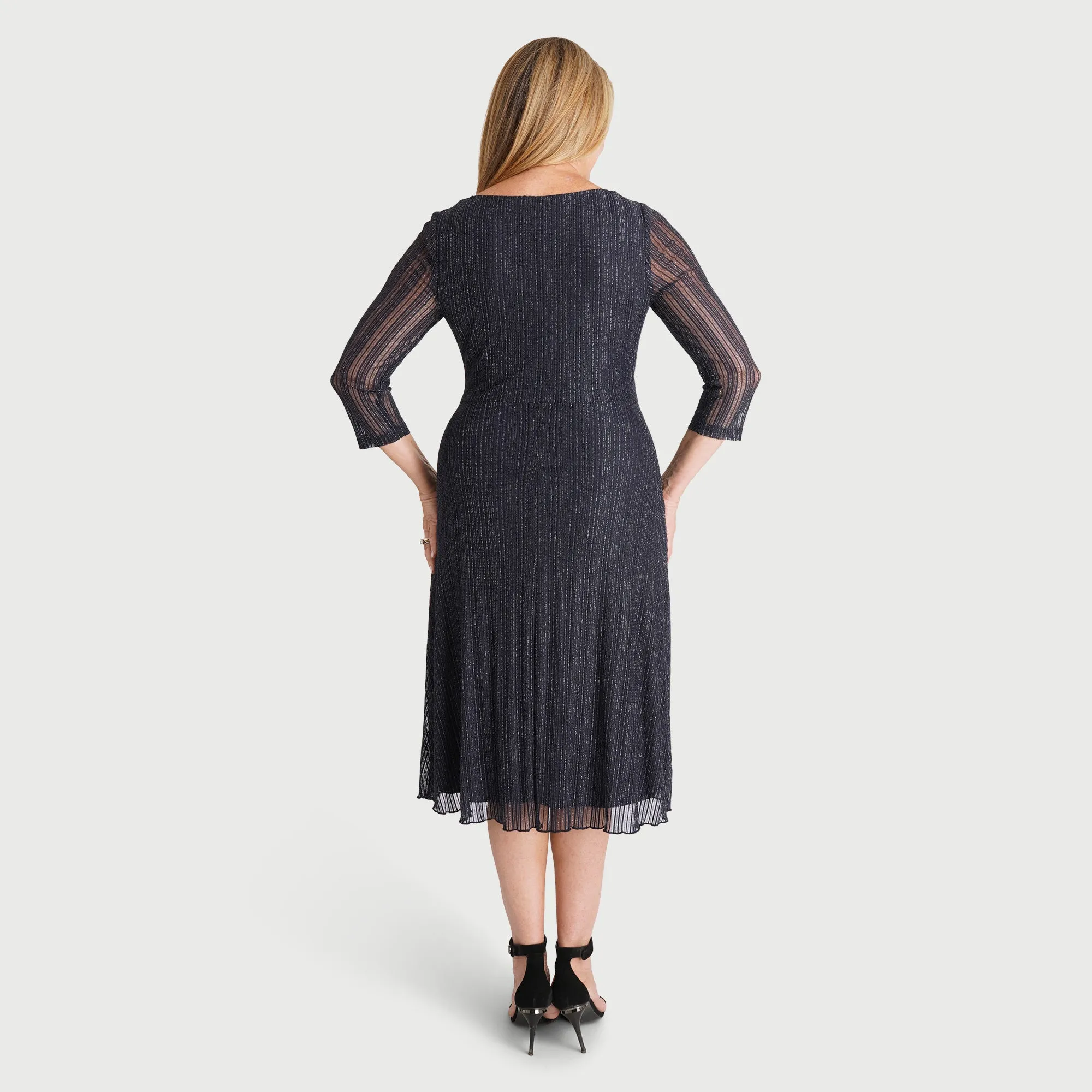 Faye Midnight Metallic Wrap Midi Dress sold by connected apparel product image thumbnail 4