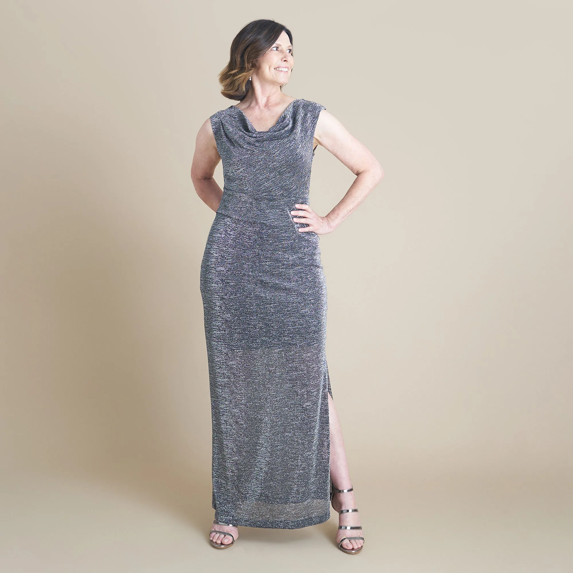 Maren Silver Floor Length Dress sold by connected apparel product image thumbnail 2