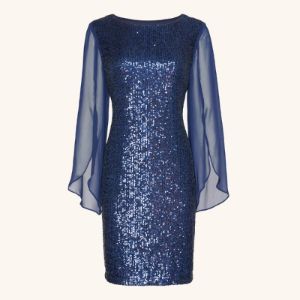 Stevie Navy Sequin Sheath Dress sold by connected apparel