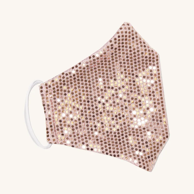 Rose Gold Sequin Face Mask sold by connected apparel