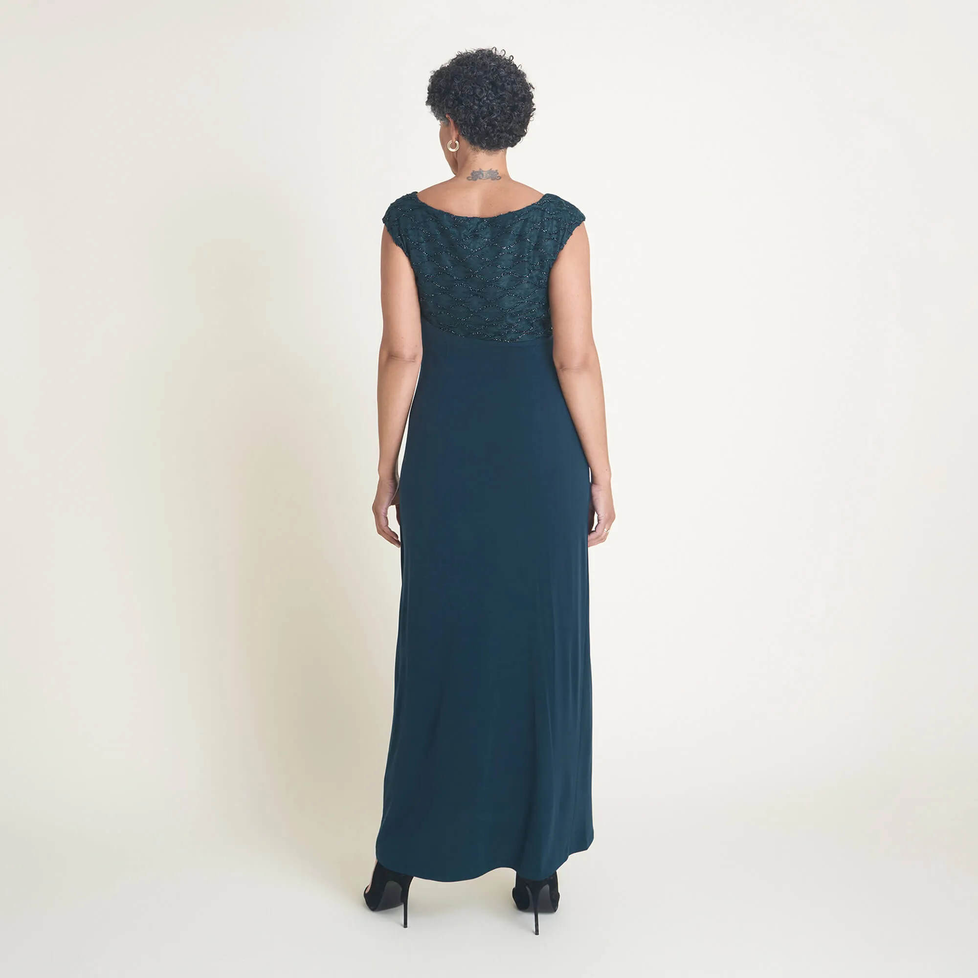 Lisa Dark Mallard Evening Floor Length Dress sold by connected apparel product image thumbnail 5