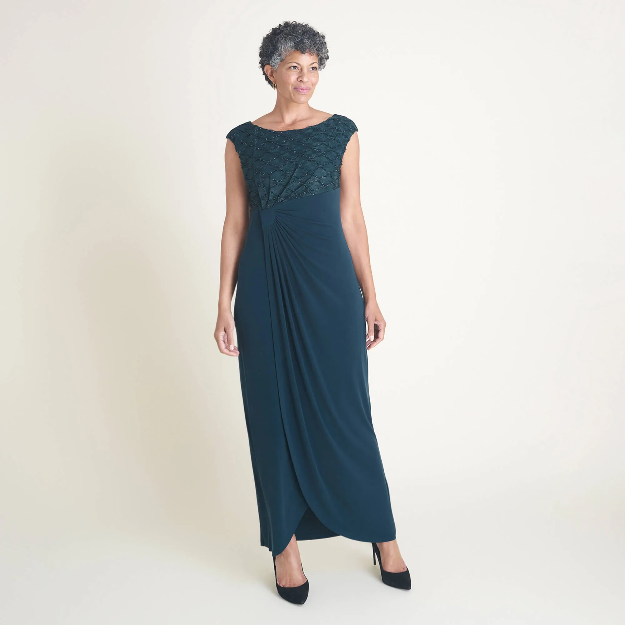 Lisa Dark Mallard Evening Floor Length Dress sold by connected apparel product image thumbnail 3