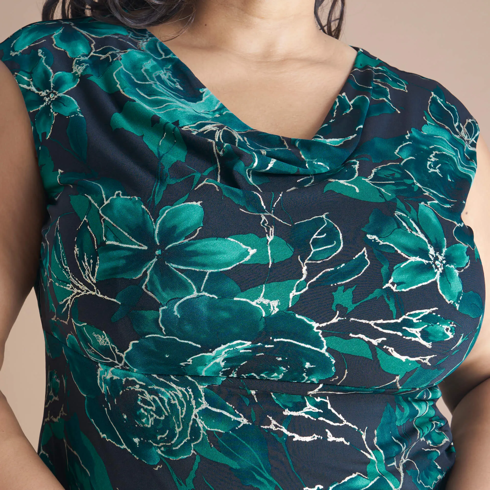 Tonya Hunter Green Cowl Neck Midi Dress sold by connected apparel product image thumbnail 2