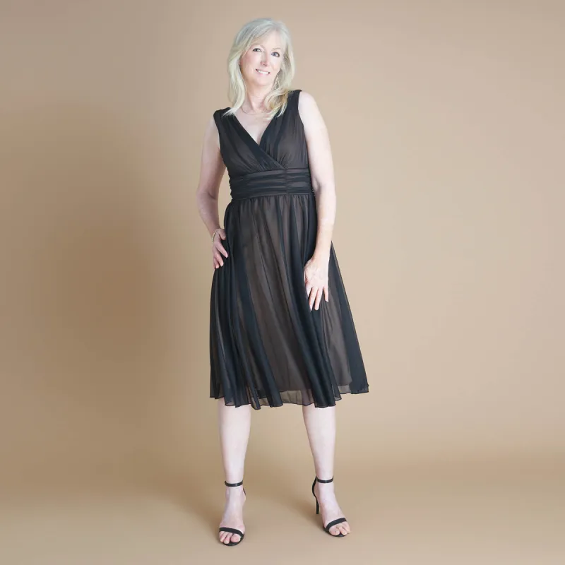 Cora Sleeveless A-Line Midi Dress sold by connected apparel
